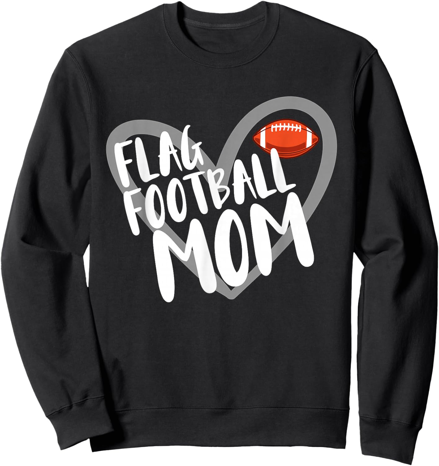 Flag Football Mom Heart Sweatshirt - Sweatshirt | Black