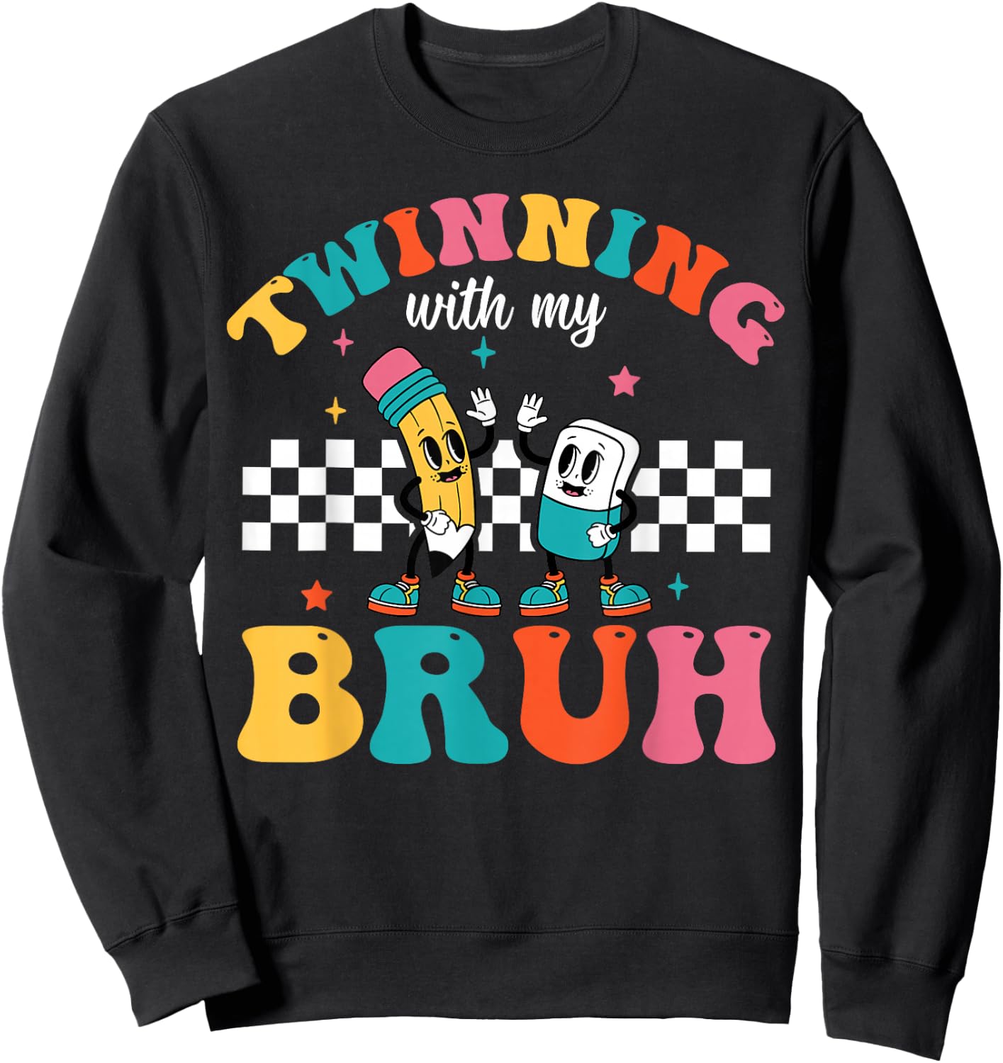 Twinning With My Bestie Kids Boys Funny Twin Day Spirit Week Sweatshirt - Sweatshirt | Black
