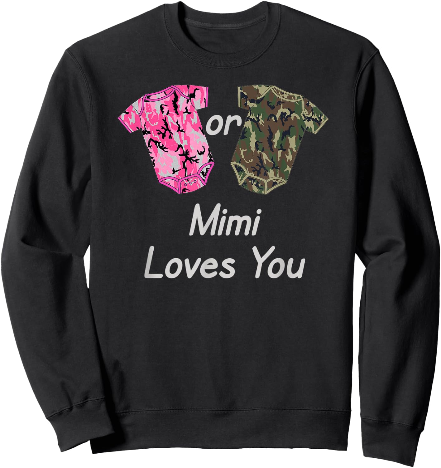 Gender Reveal Mimi Pink or Green Camoflage Sweatshirt - Sweatshirt | Black