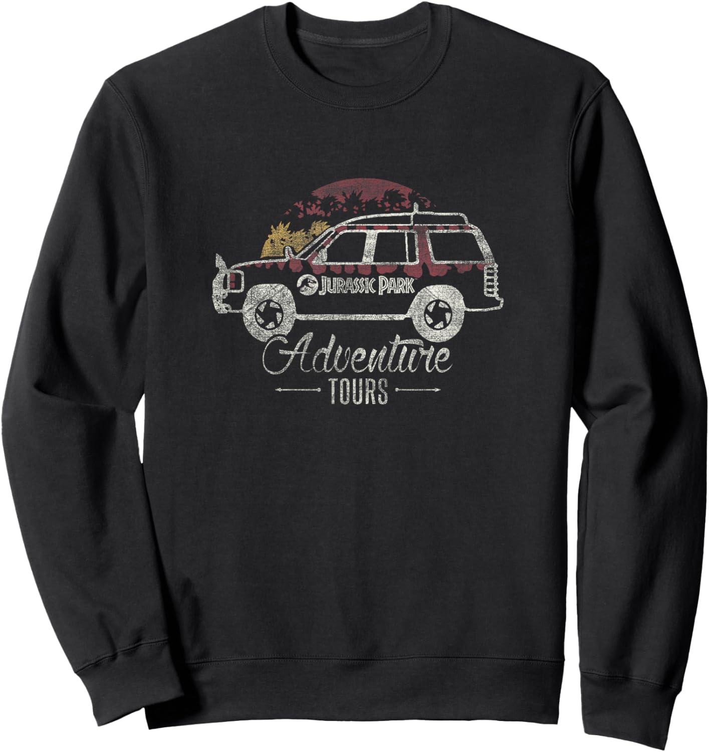 Jurassic Park Jeep Outline Color Pop Adventure Tours Sweatshirt - Sweatshirt | Black