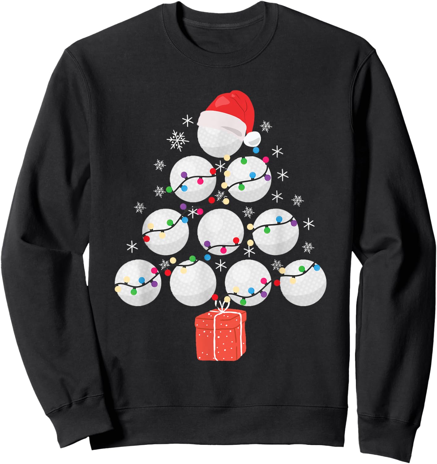 Funny Golfing Christmas Tree Christmas Golf Ball Golfer Sweatshirt - Sweatshirt | Black