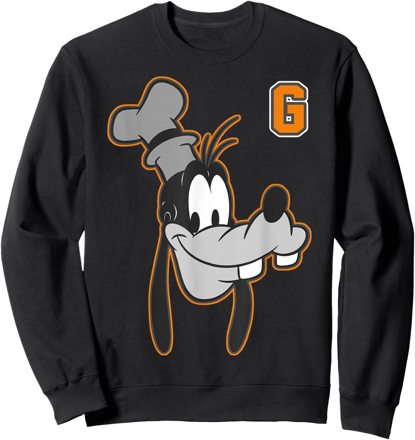 Disney Goofy Orange Outline Portrait Small Sweatshirt - Sweatshirt | Black