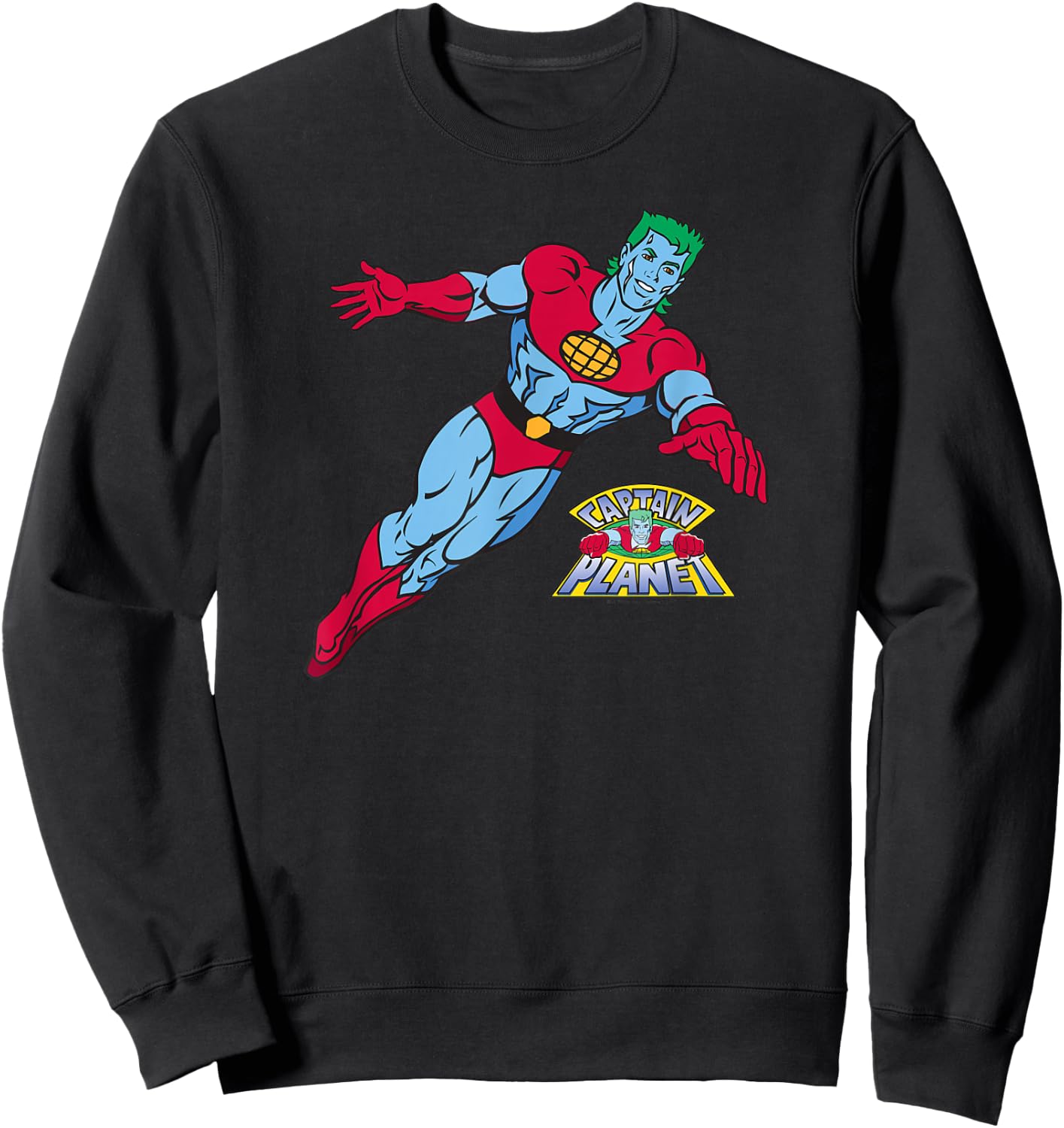 Captain Planet Flying by Sweatshirt - Sweatshirt | Black