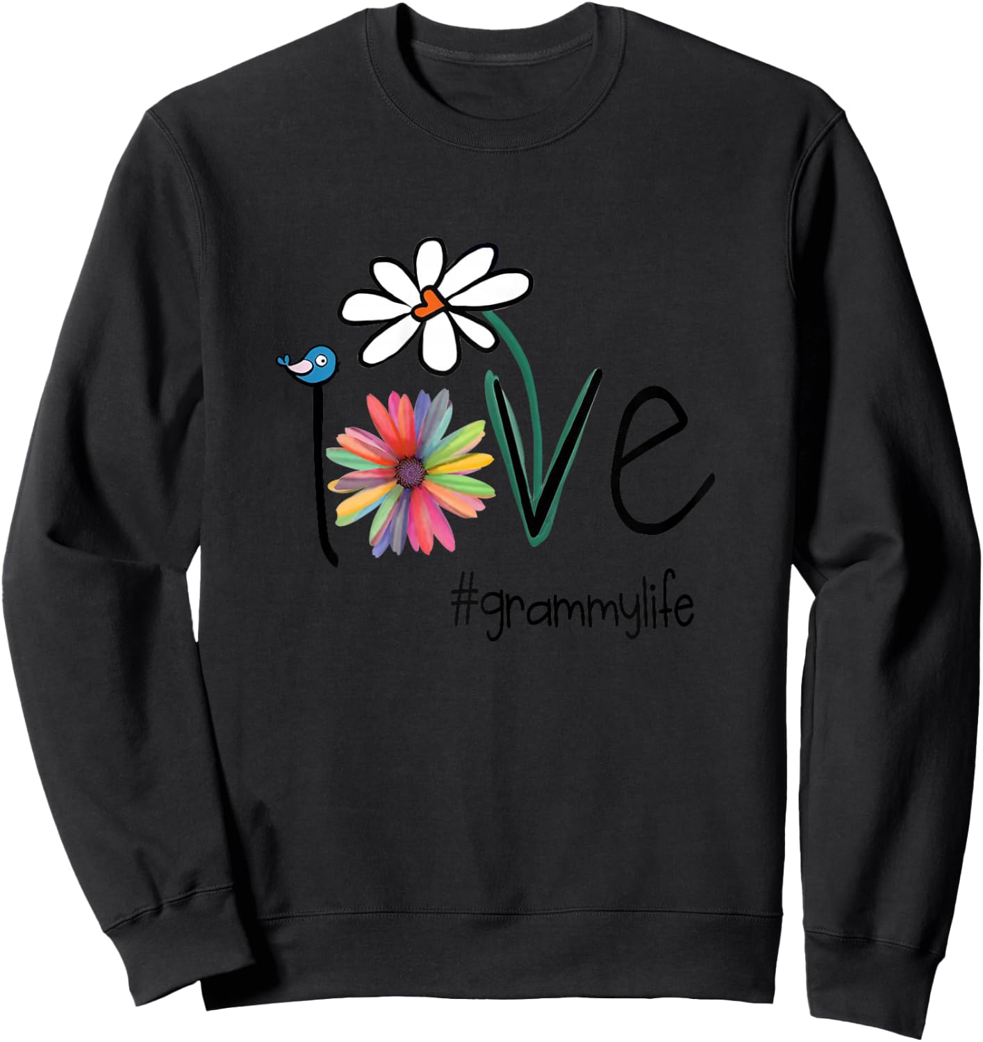 Love Grammy Life - Art Flower Sweatshirt - Sweatshirt | Black
