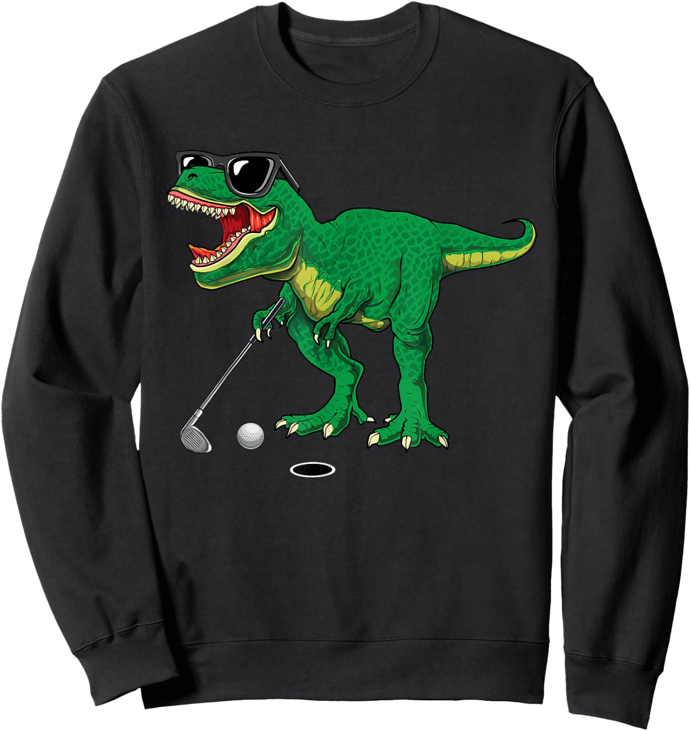 Cute T Rex Dinosaur Boys Golfing Lover Trex Dino Golf Gifts Sweatshirt - Sweatshirt | Black