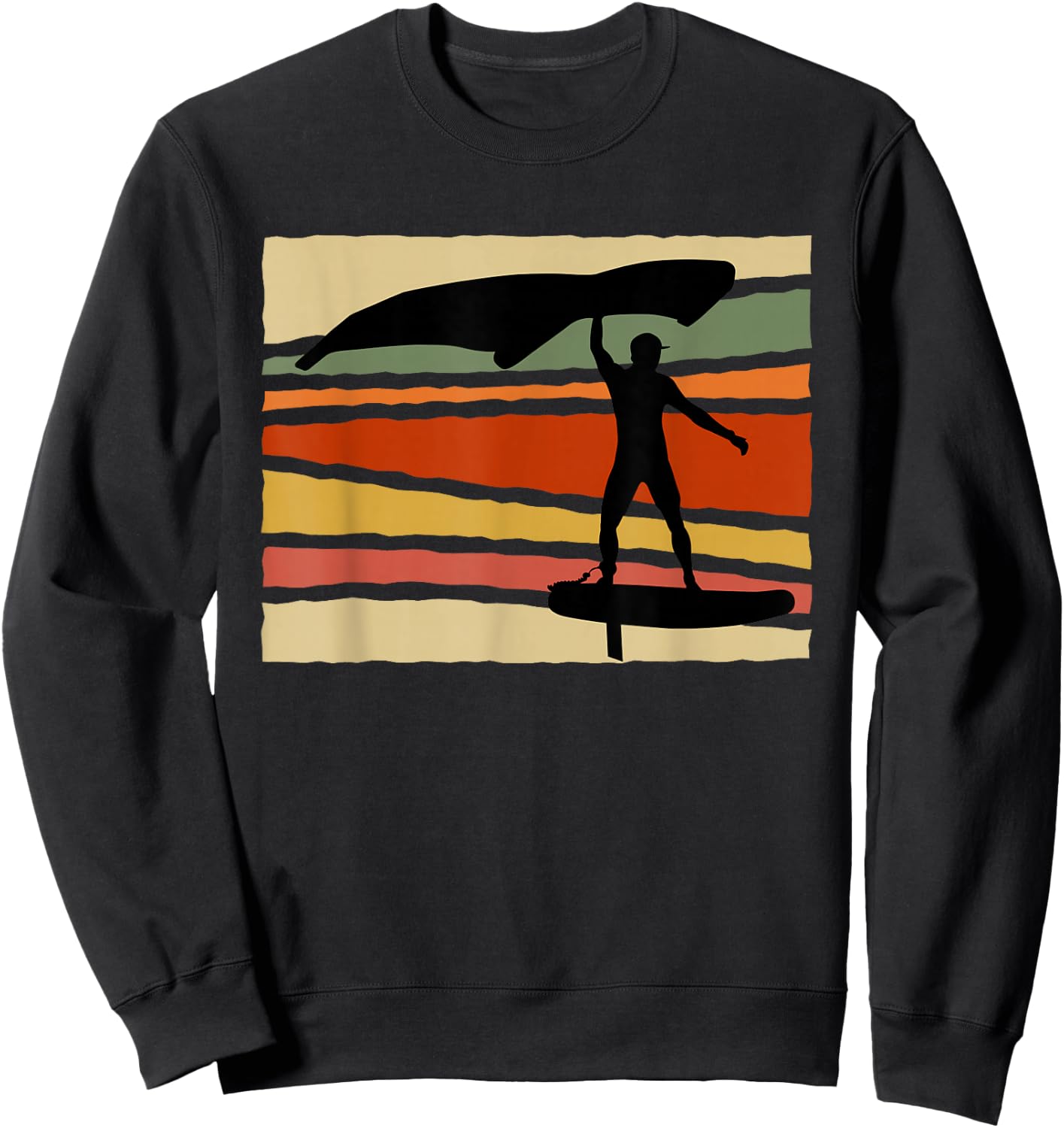 Wingsurf Wingfoil Wing Foil Surf Retro Surfer Sweatshirt - Sweatshirt | Black