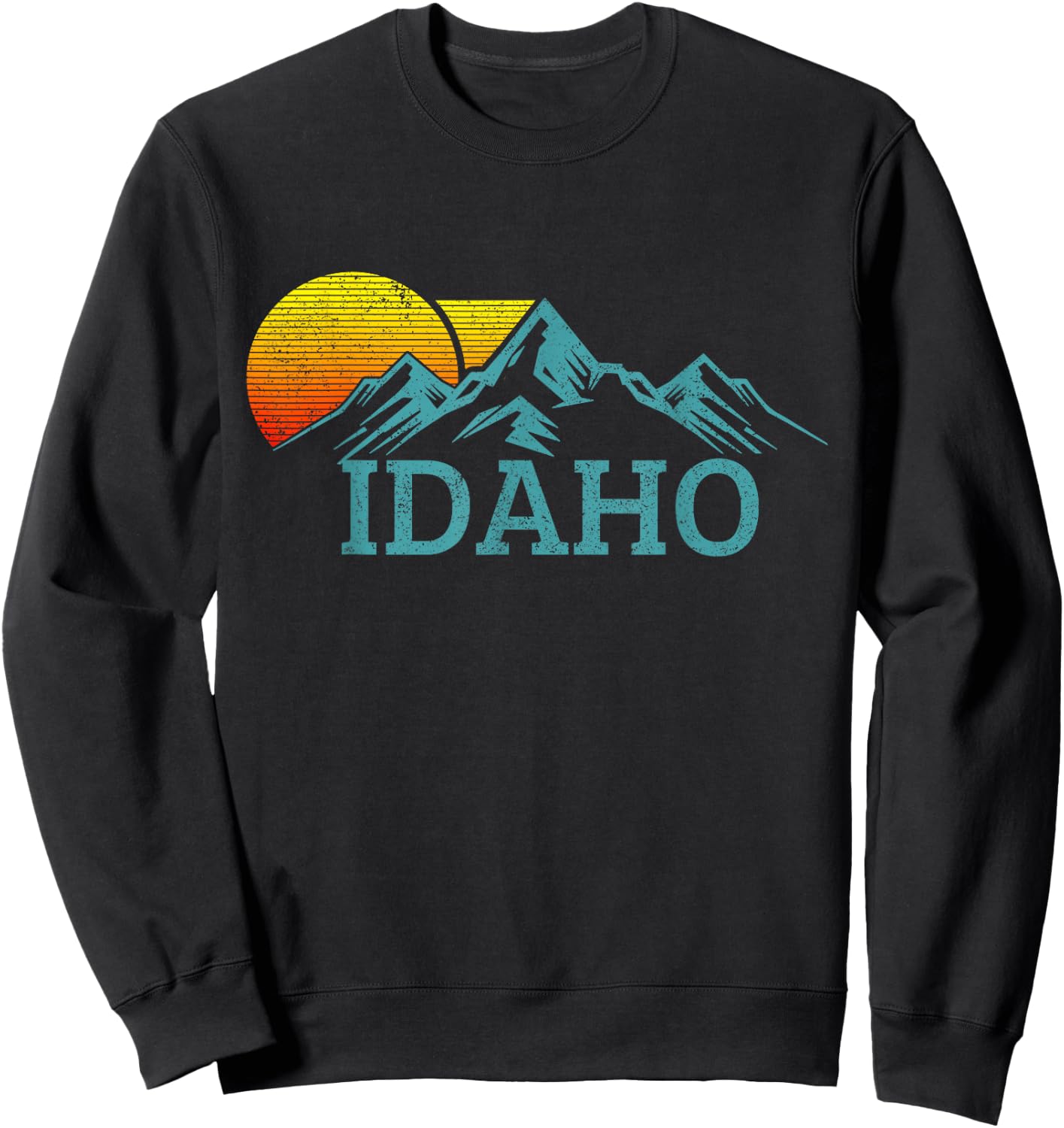 Idaho Vintage Mountains Sunset Hiking Nature Souvenir Sweatshirt - Sweatshirt | Black