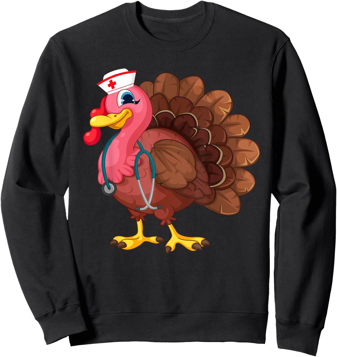 Cute Nurse Gifts Turkey Funny Thanksgiving Doctor Nursung Sweatshirt - Sweatshirt | Black