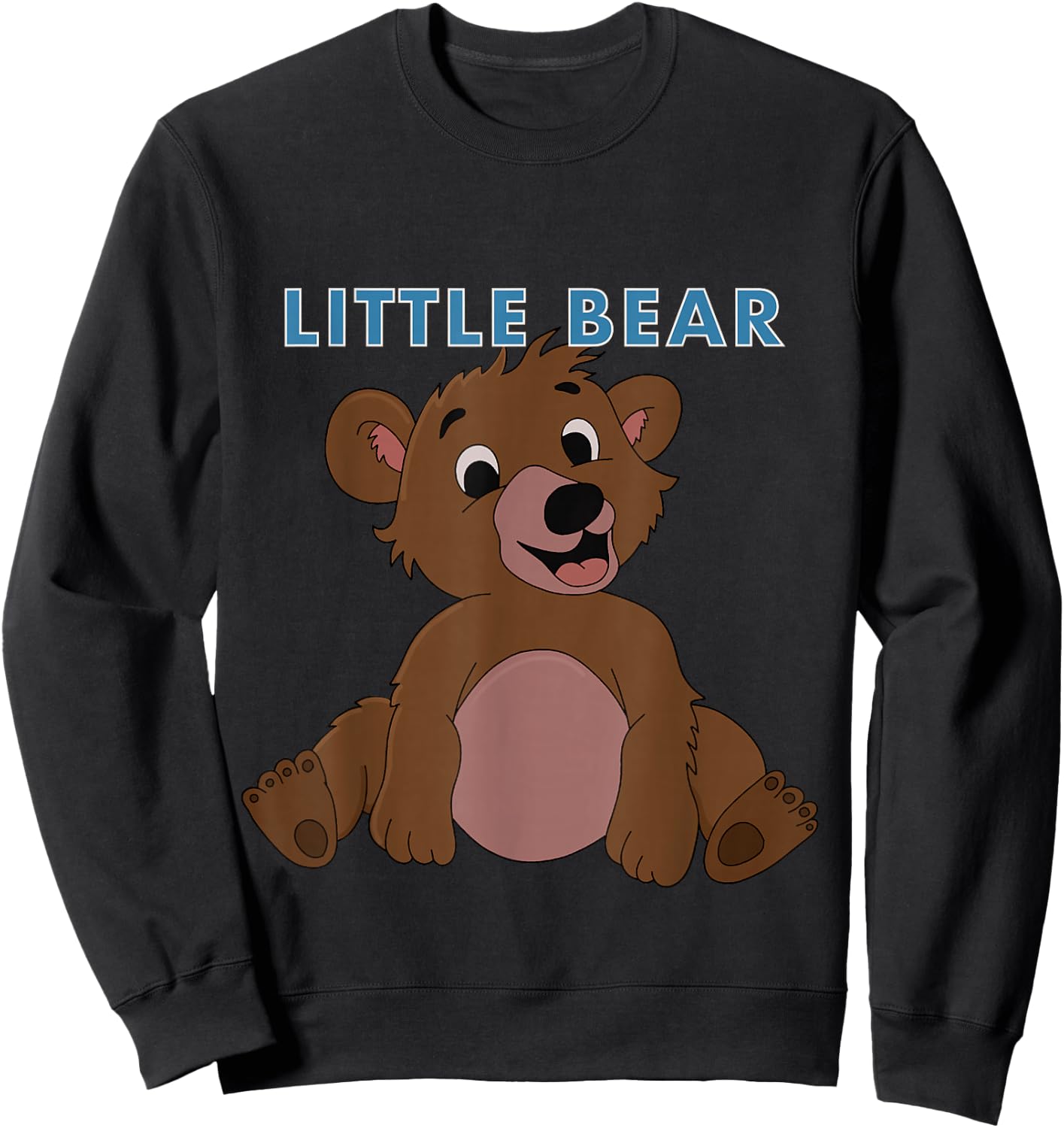 Little Bear Sits Below Lettering Sweatshirt - Sweatshirt | Black