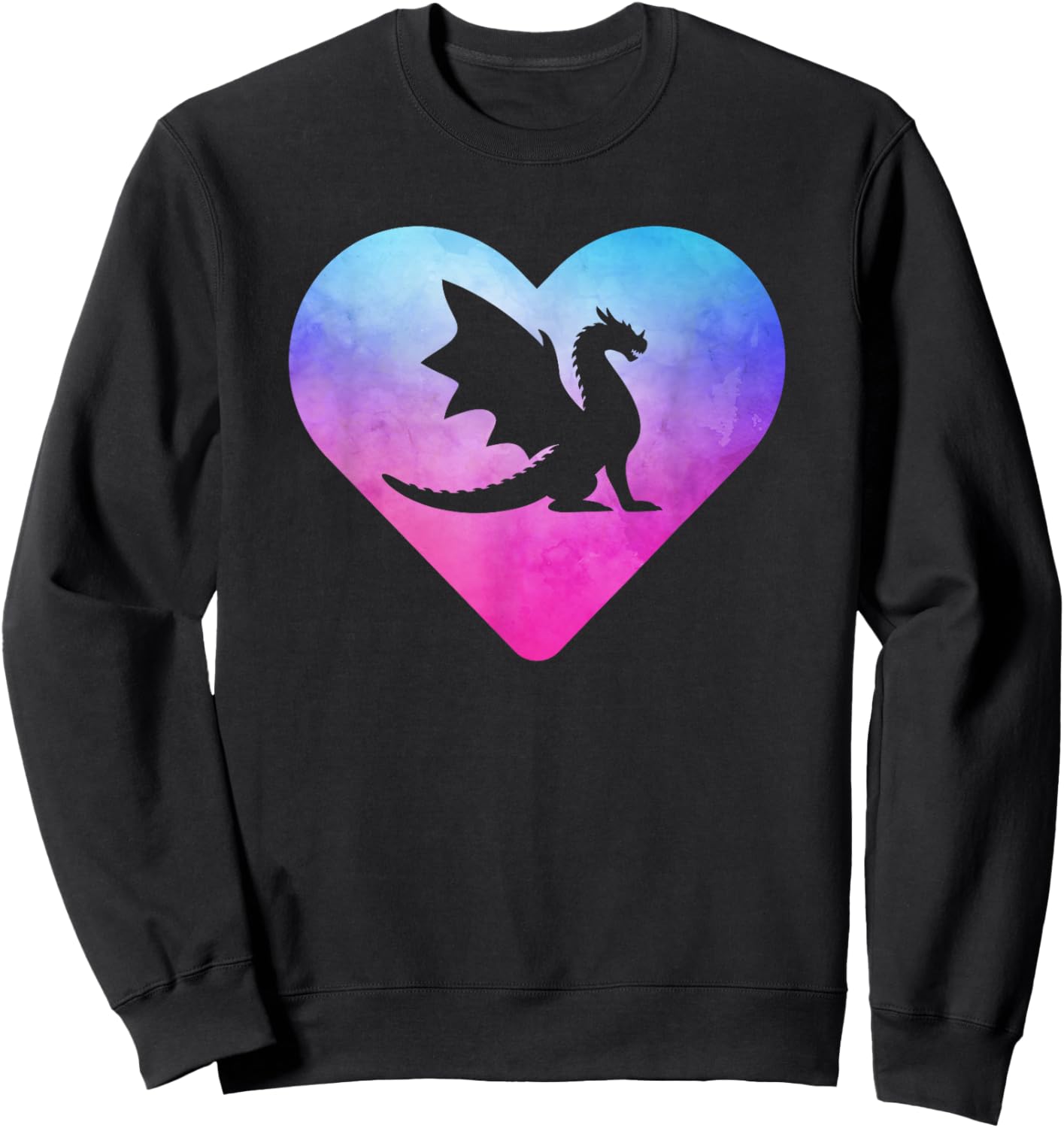 Women or Girls Cute Dragon Sweatshirt - Sweatshirt | Black