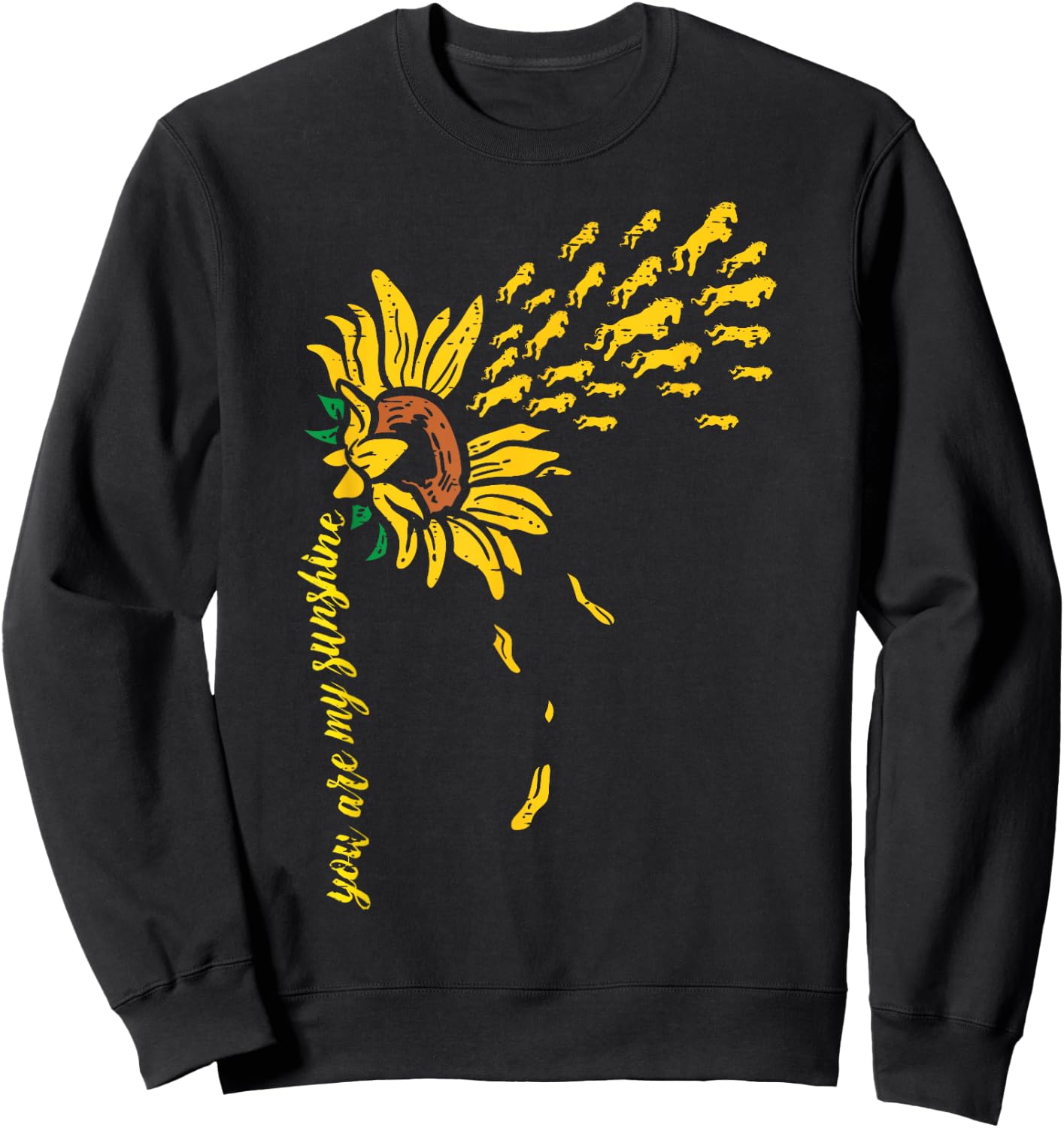 Sunflower Sunshine Horses Cute Flower Animal Men Women Kids Sweatshirt - Sweatshirt | Black