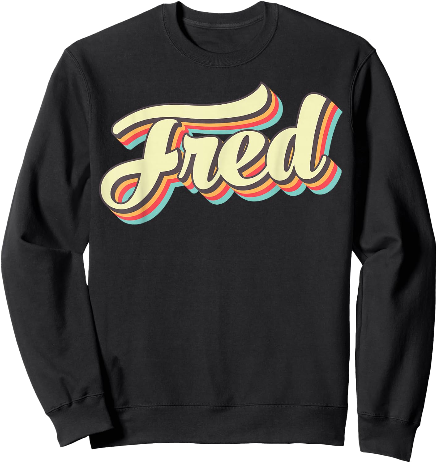 Fred Retro Art Baseball Font Vintage Sweatshirt - Sweatshirt | Black