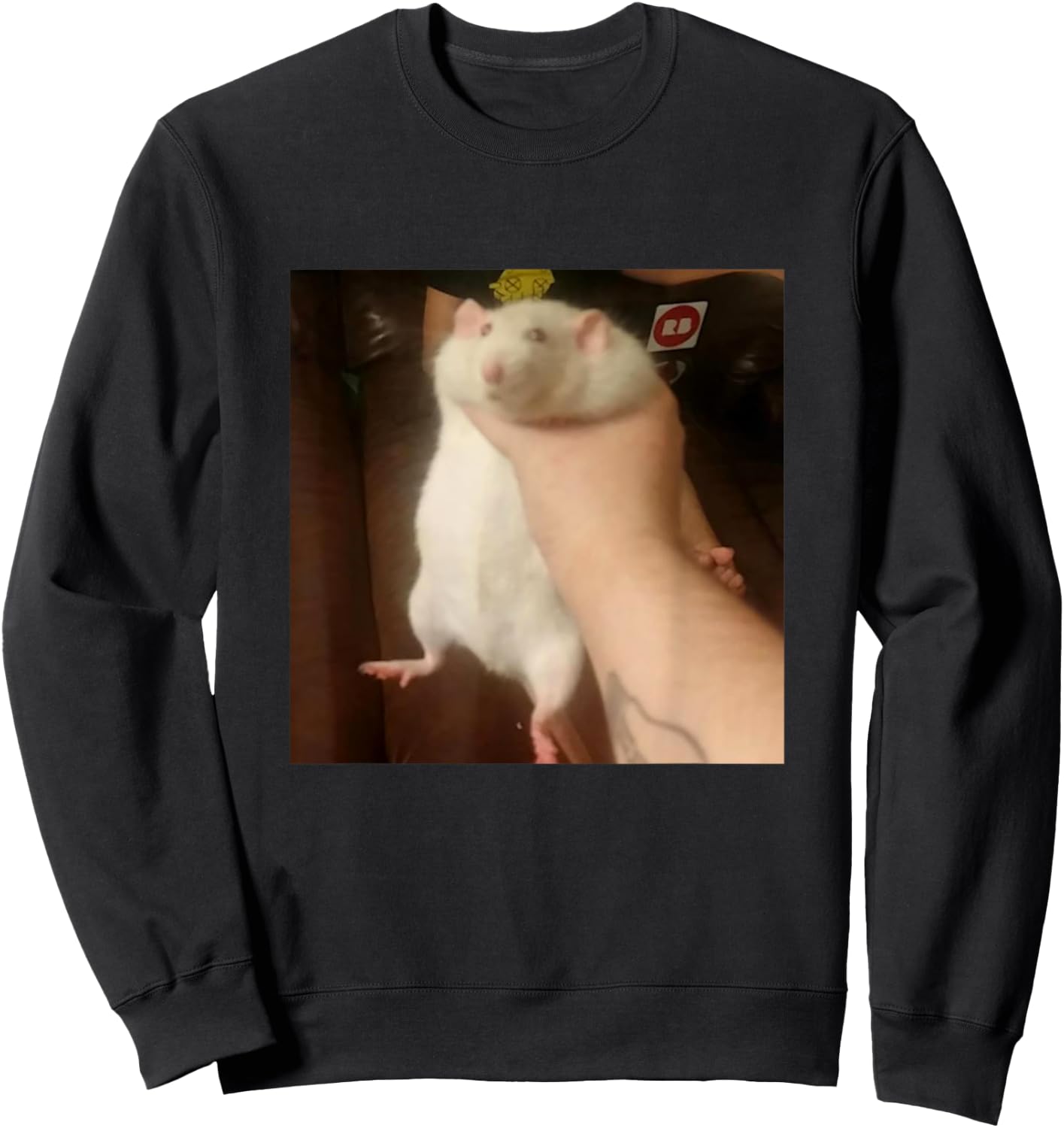Cute Fat Rat Being Grabbed Meme Sweatshirt - Sweatshirt | Black