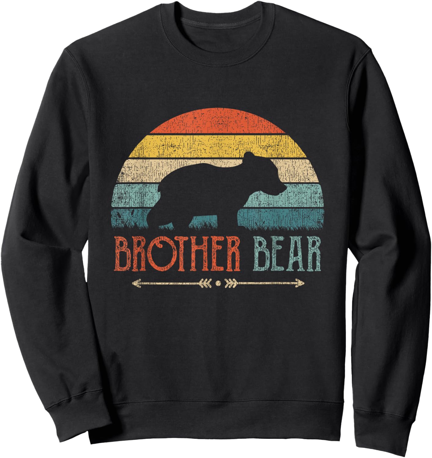 Cute Brother Bear Vintage Gift Boys Retro Little Brother Sweatshirt - Sweatshirt | Black
