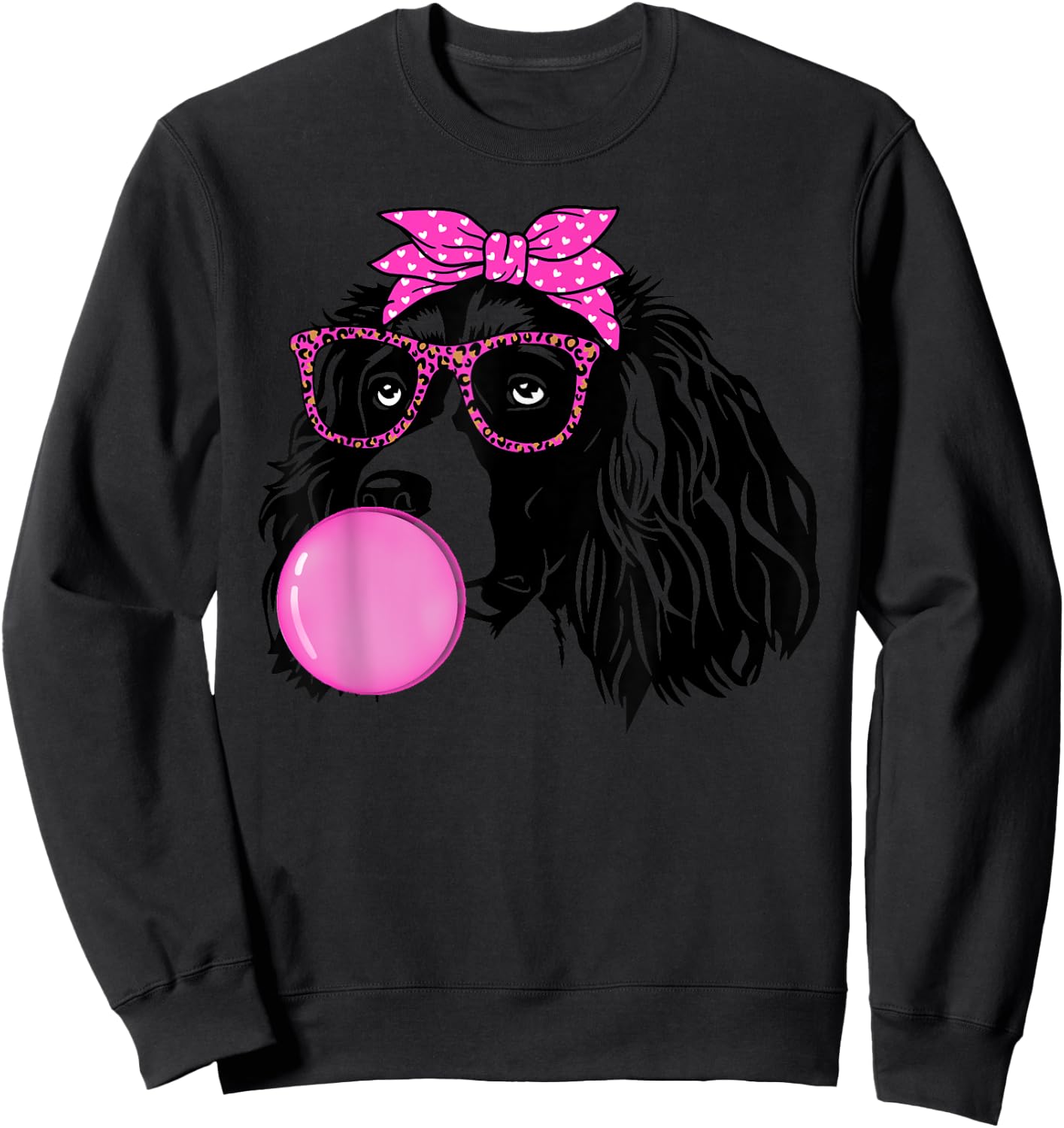 English Springer Spaniel with bubble gum bandana glasses Sweatshirt - Sweatshirt | Black