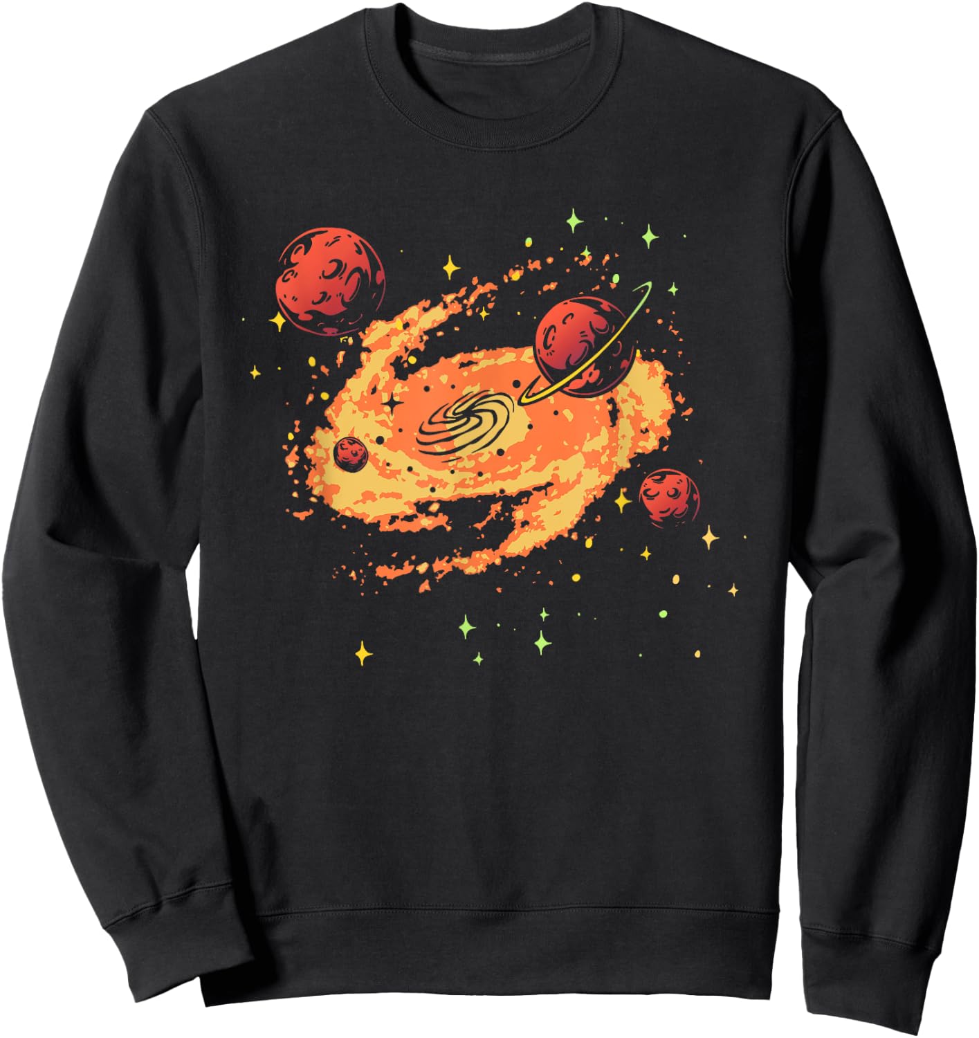 Galaxy Planets Solar System Space Earth Jupiter Sun Saturn Sweatshirt - Sweatshirt | Black