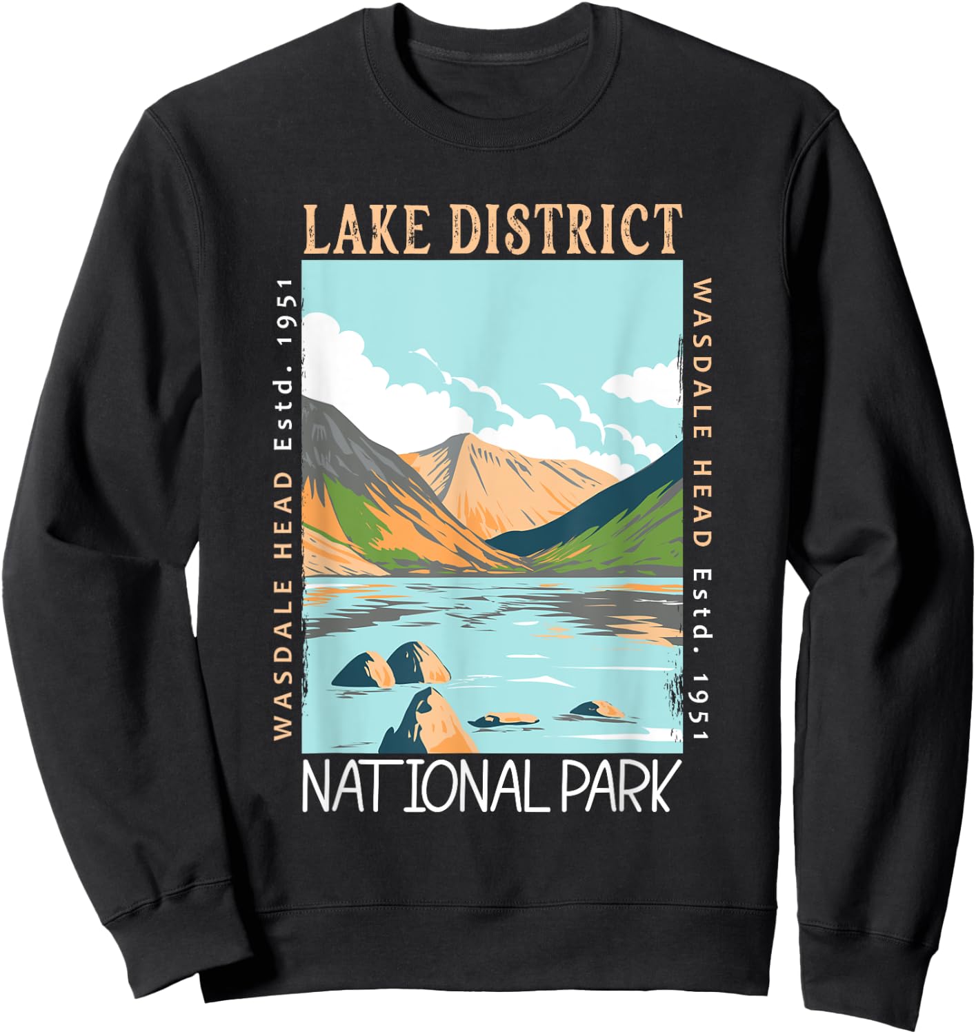 Lake District National Park England Distressed Vintage Sweatshirt - Sweatshirt | Black