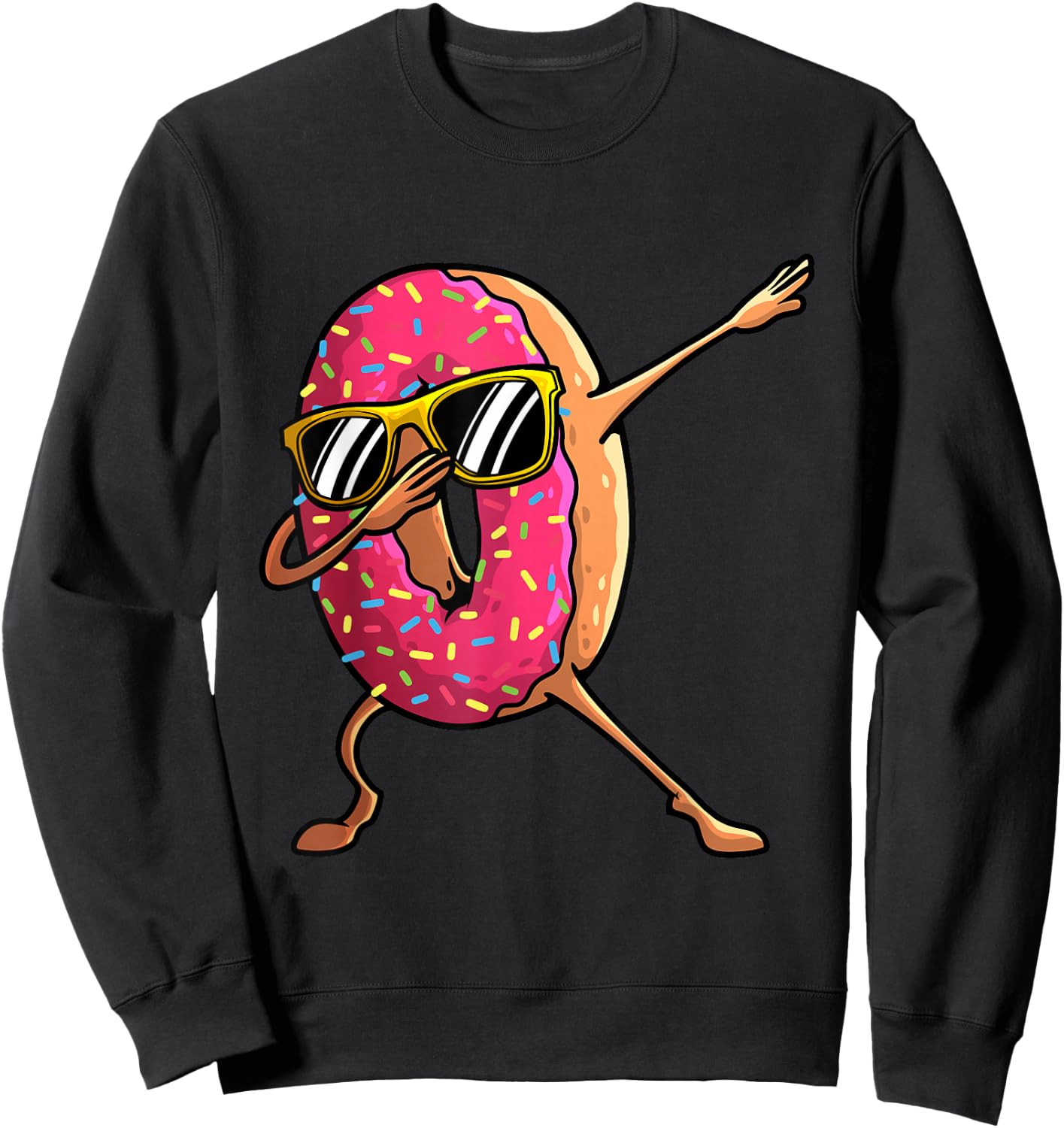 Funny Donut Designs for Boys Kids Girl Hip-Hop Dabbing Donut Small Sweatshirt - Sweatshirt | Black