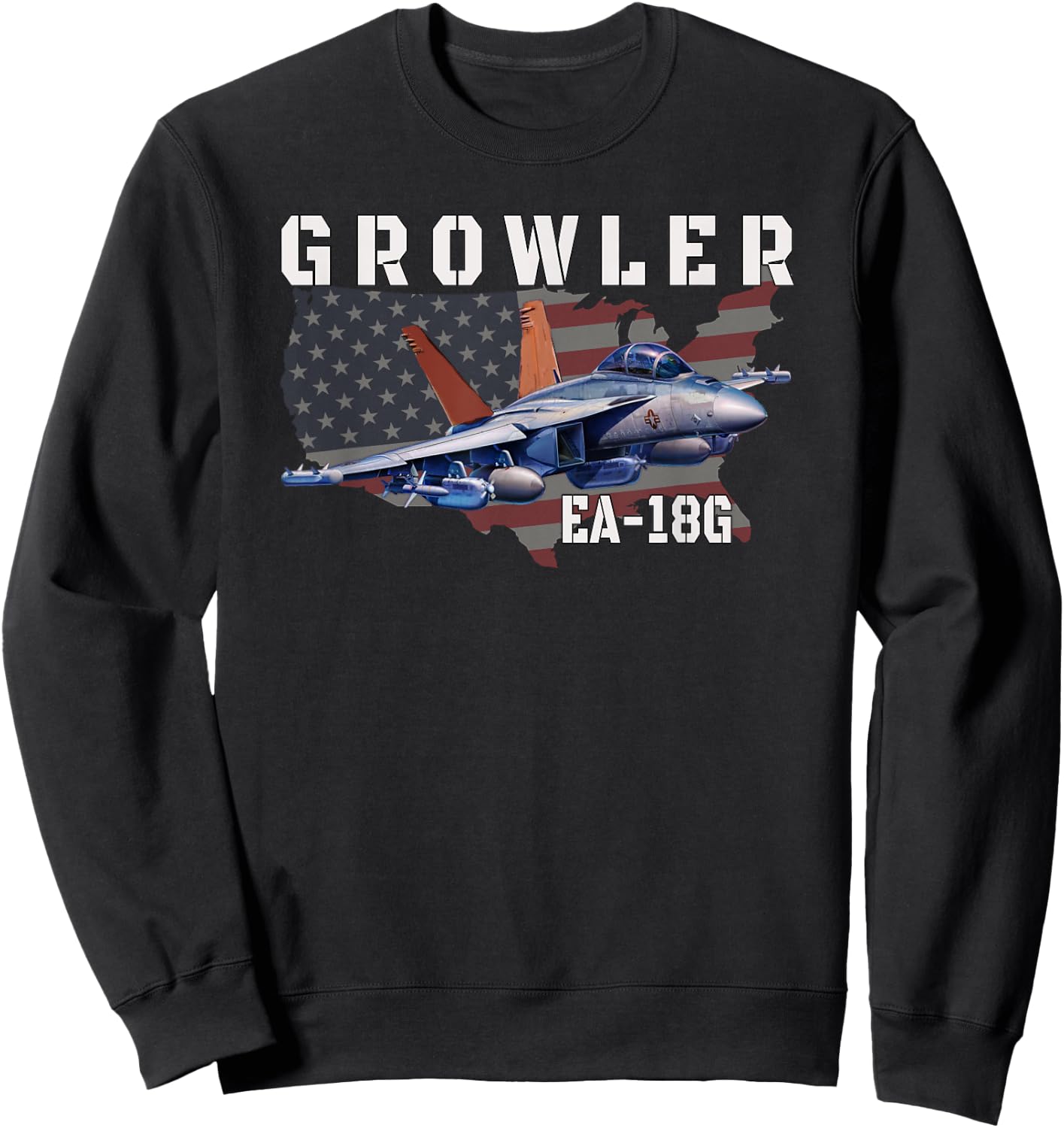 EA-18G Growler Electronic Warfare Aircraft Military Aviation Sweatshirt - Sweatshirt | Black