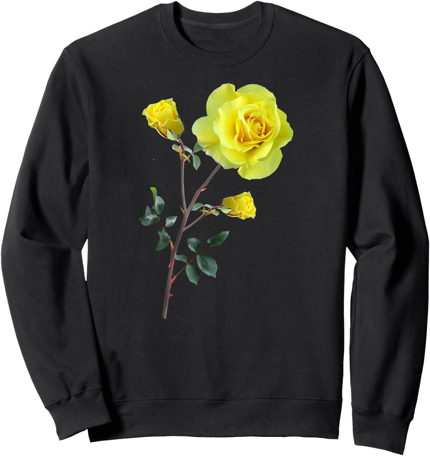 Yellow Rose Botanical Shirt Sweatshirt - Sweatshirt | Black