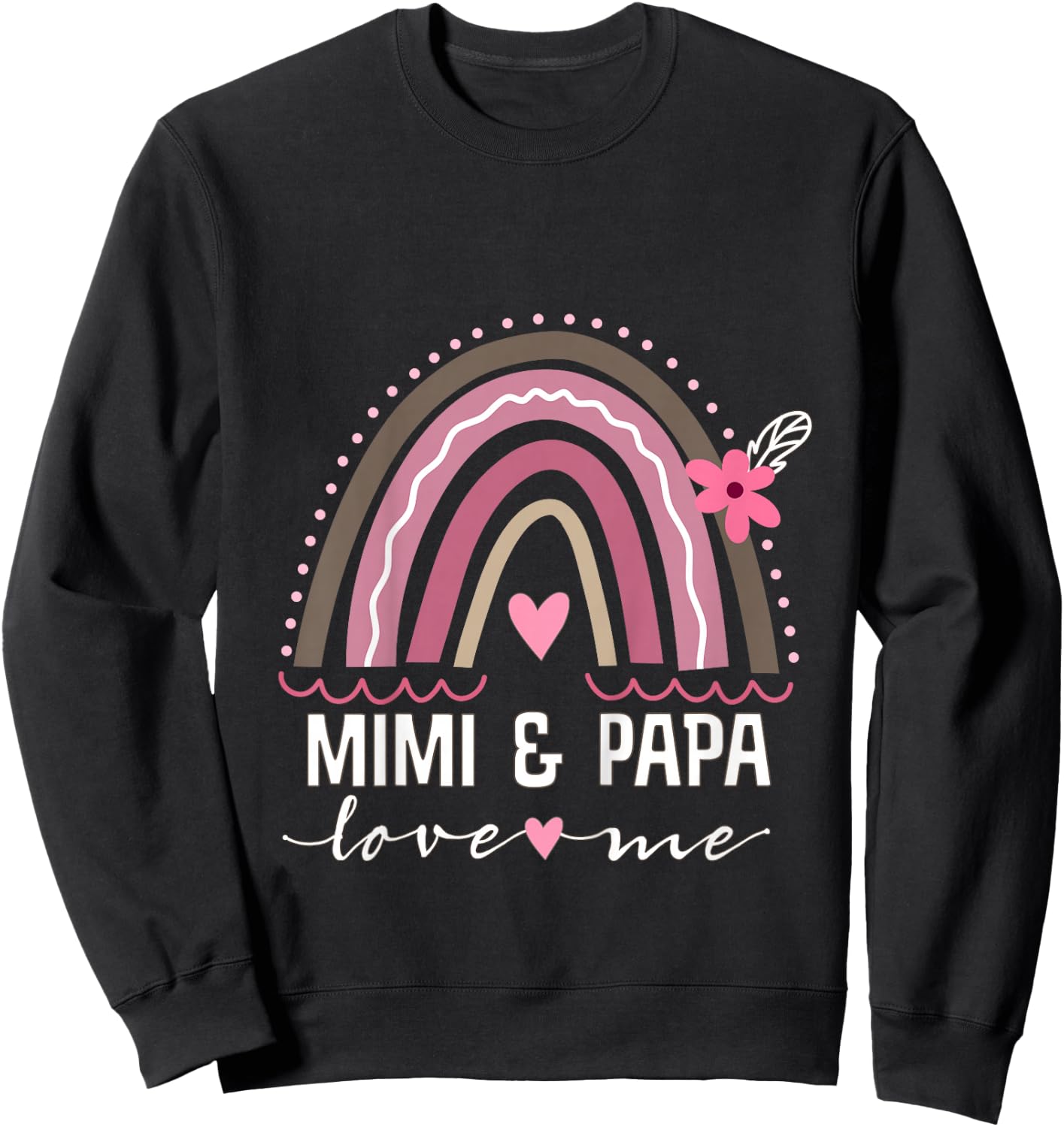 Kids Mimi and Papa Love Me Granddaughter Rainbow Sweatshirt - Sweatshirt | Black
