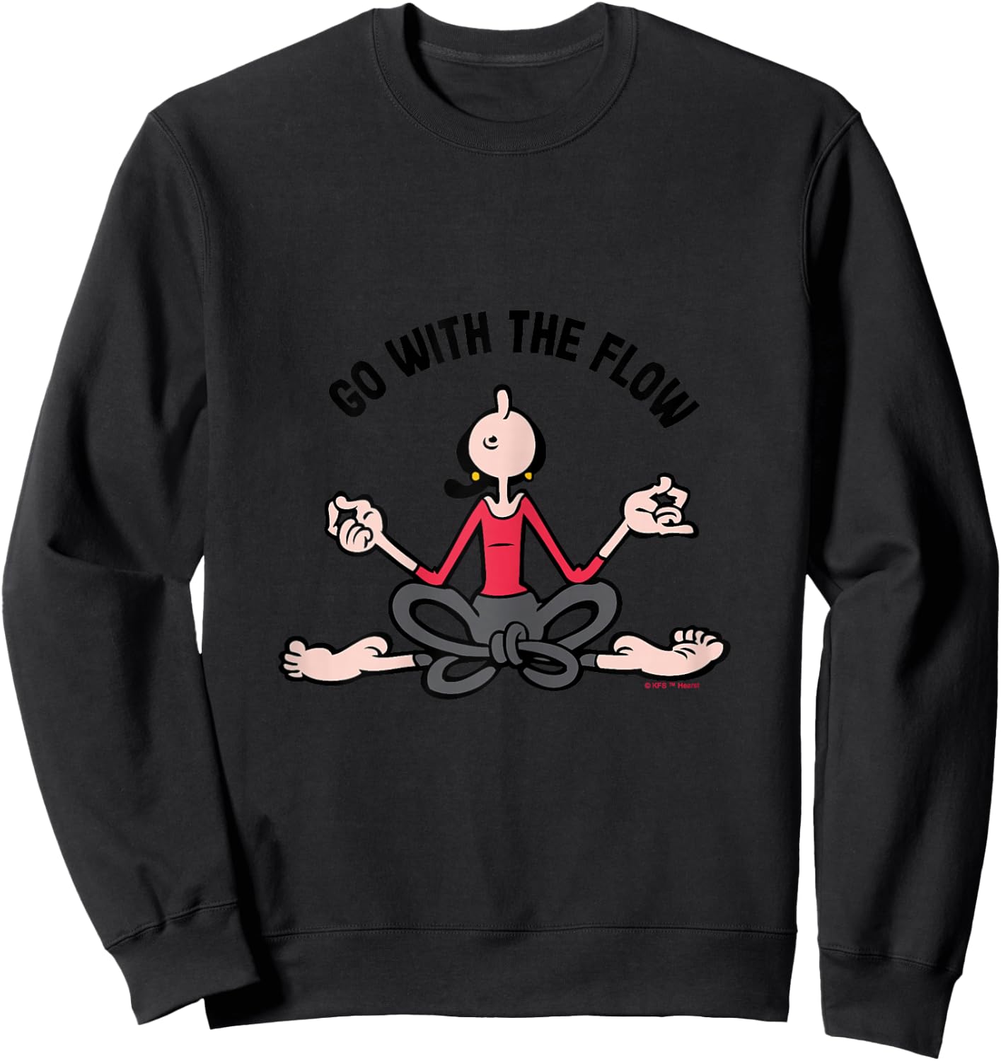 Olive Oyl "Go with the Flow" Yoga 4 Humanity Day Sweatshirt - Sweatshirt | Black