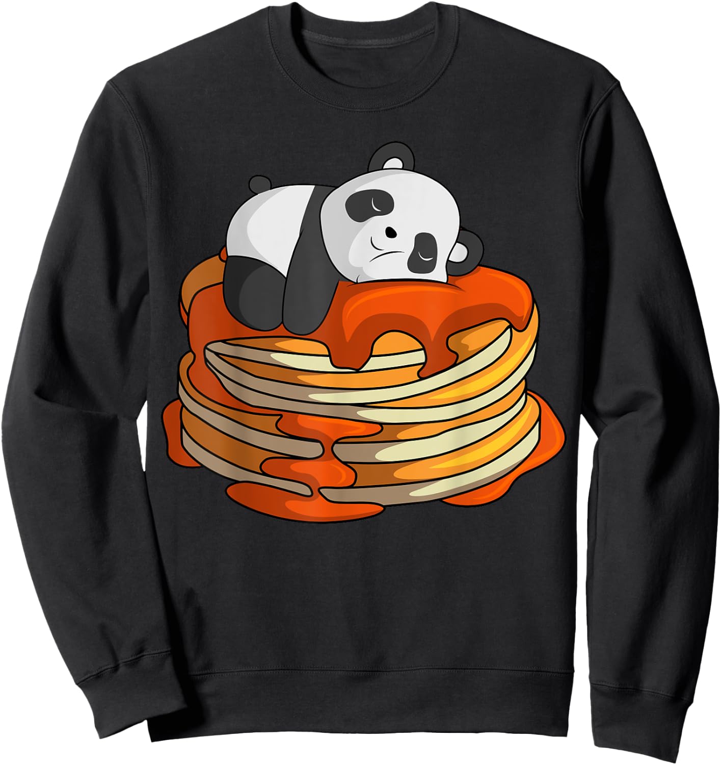Pancakes Panda On Waffle Breakfast Flapjack Hotcake Food Sweatshirt - Sweatshirt | Black