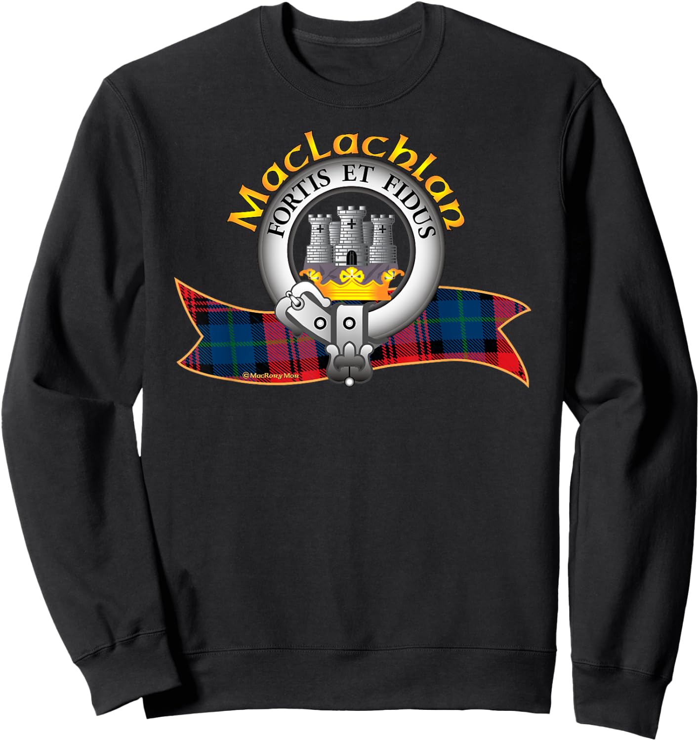 MacLachlan Clan Tartan Crest Motto Sweatshirt - Sweatshirt | Black