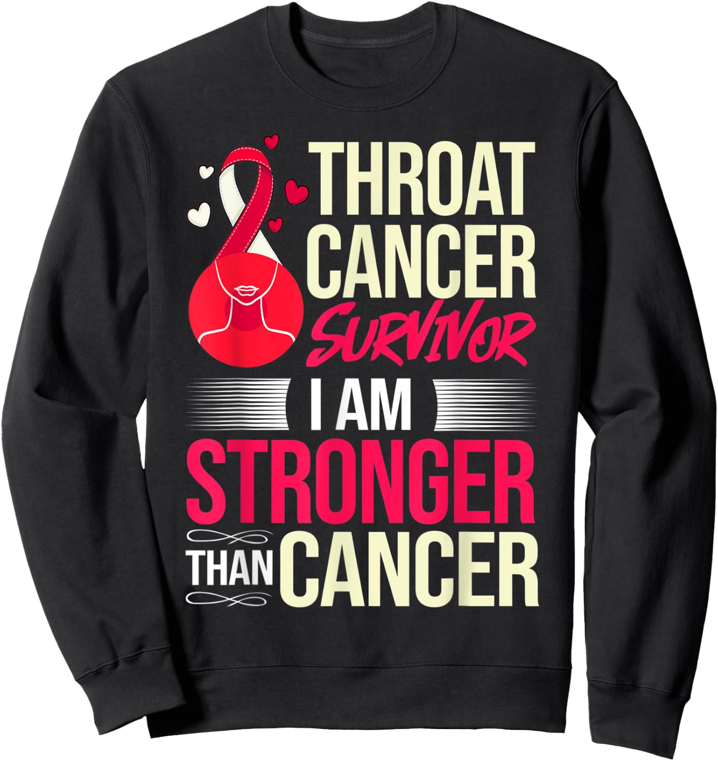 Head and Neck Throat Cancer Ribbon Survivor Sweatshirt - Sweatshirt | Black