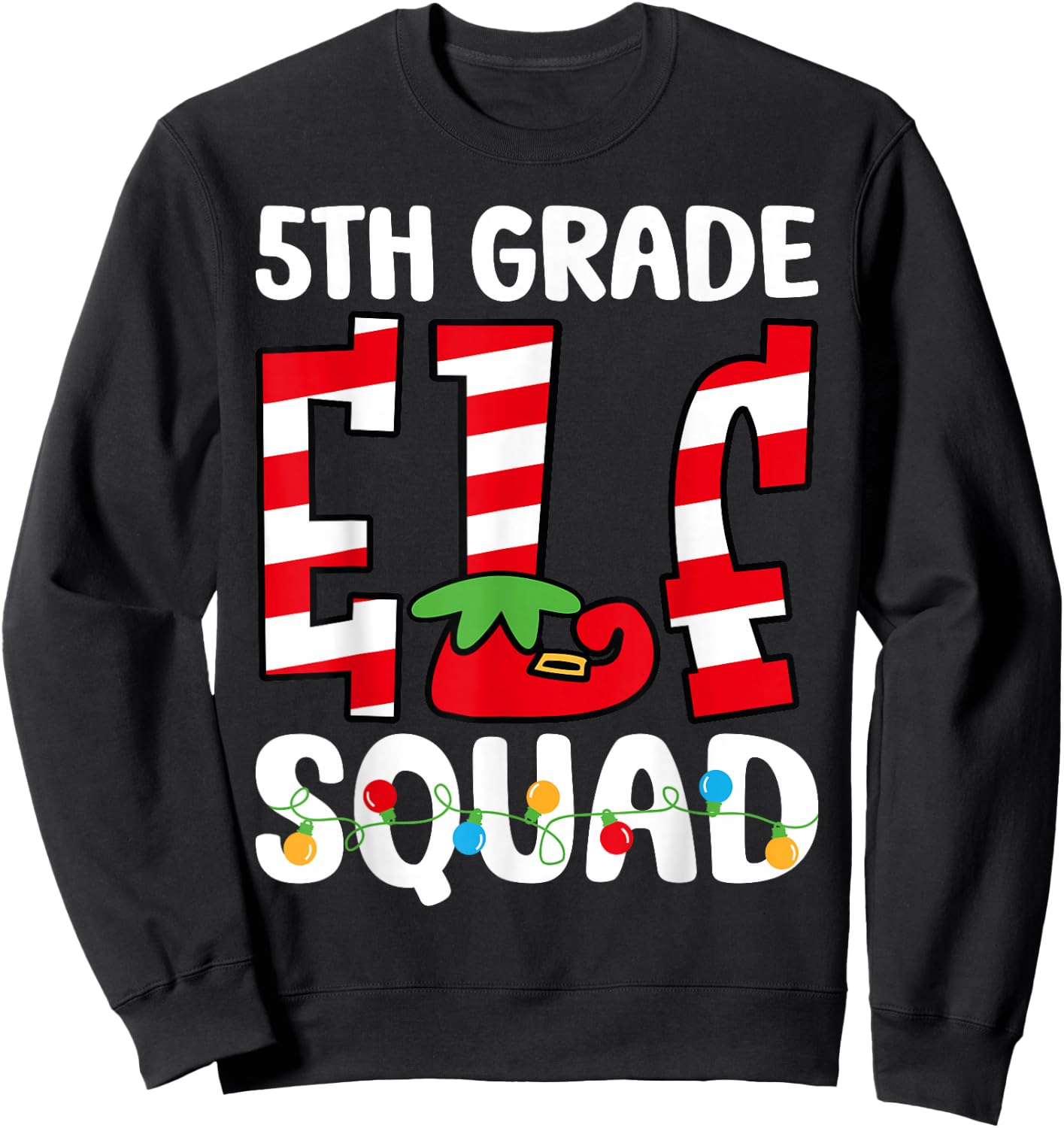5th Grade Elf Squad Teacher Student Matching Christmas Sweatshirt - Sweatshirt | Black