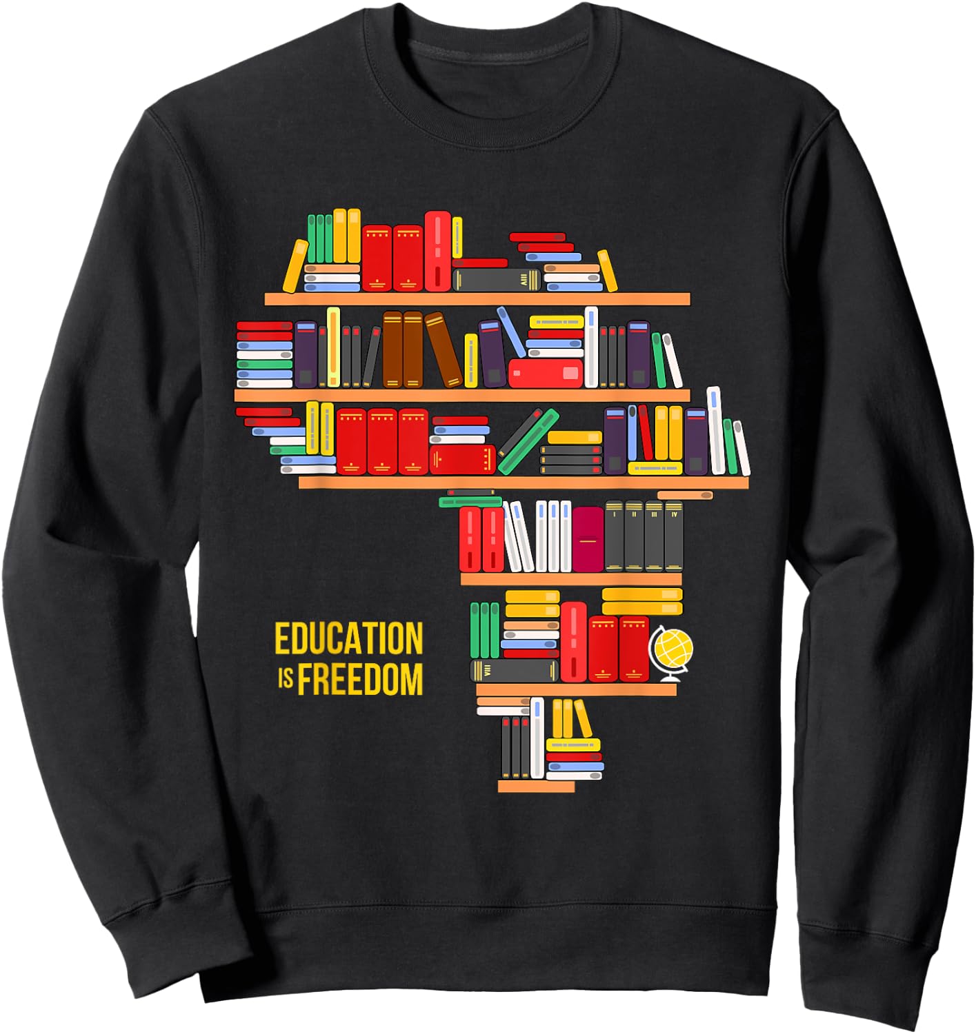 Africa Education Is Freedom Library Book Sweatshirt - Sweatshirt | Black