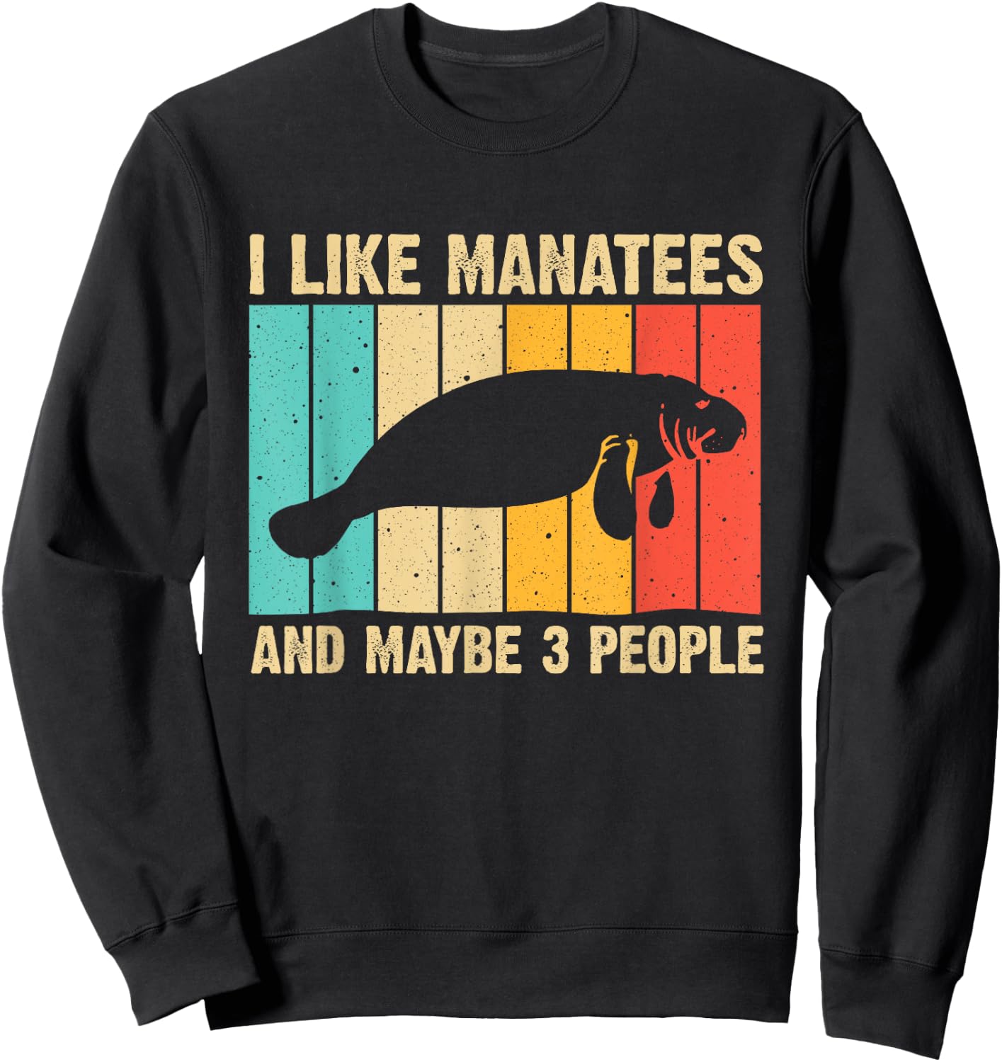 Funny Manatee Art Women Sea Cow Monster Fish Lover Sweatshirt - Sweatshirt | Black