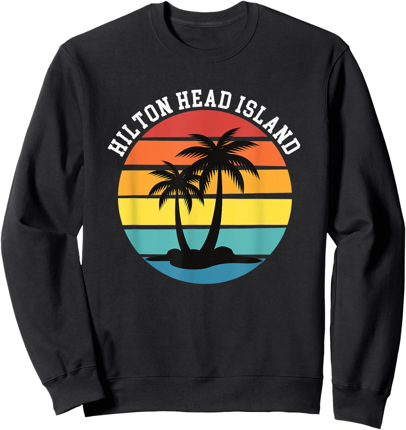 Hilton Head Island Palm Trees Silhouette Sunset Sweatshirt - Sweatshirt | Black
