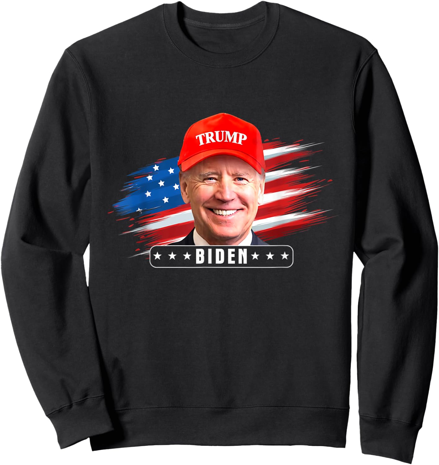 Funny Joe Biden Wearing Hat Trump Sweatshirt - Sweatshirt | Black