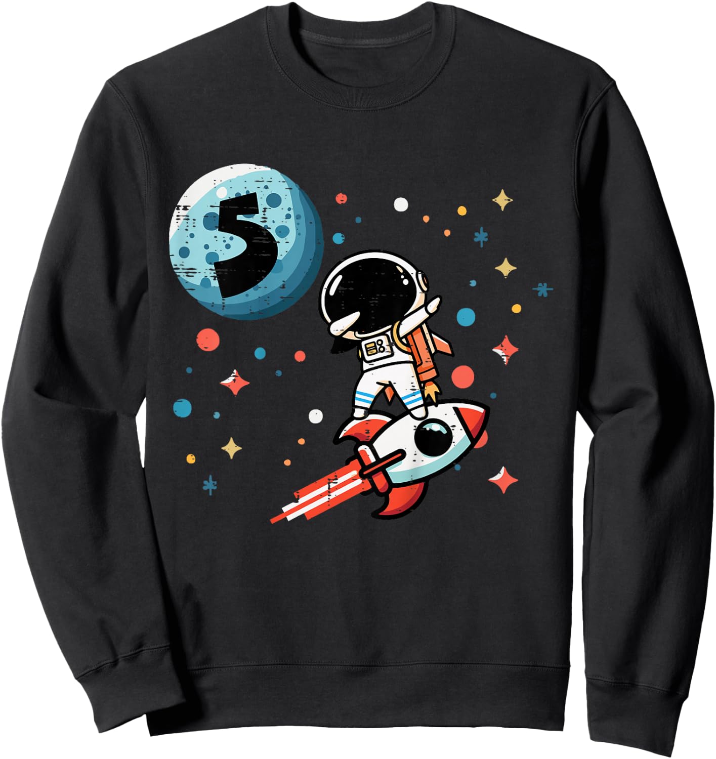Kids 5th Birthday Astronaut Dab Rocket 5 Year Old Bday Boys Kids Sweatshirt - Sweatshirt | Black
