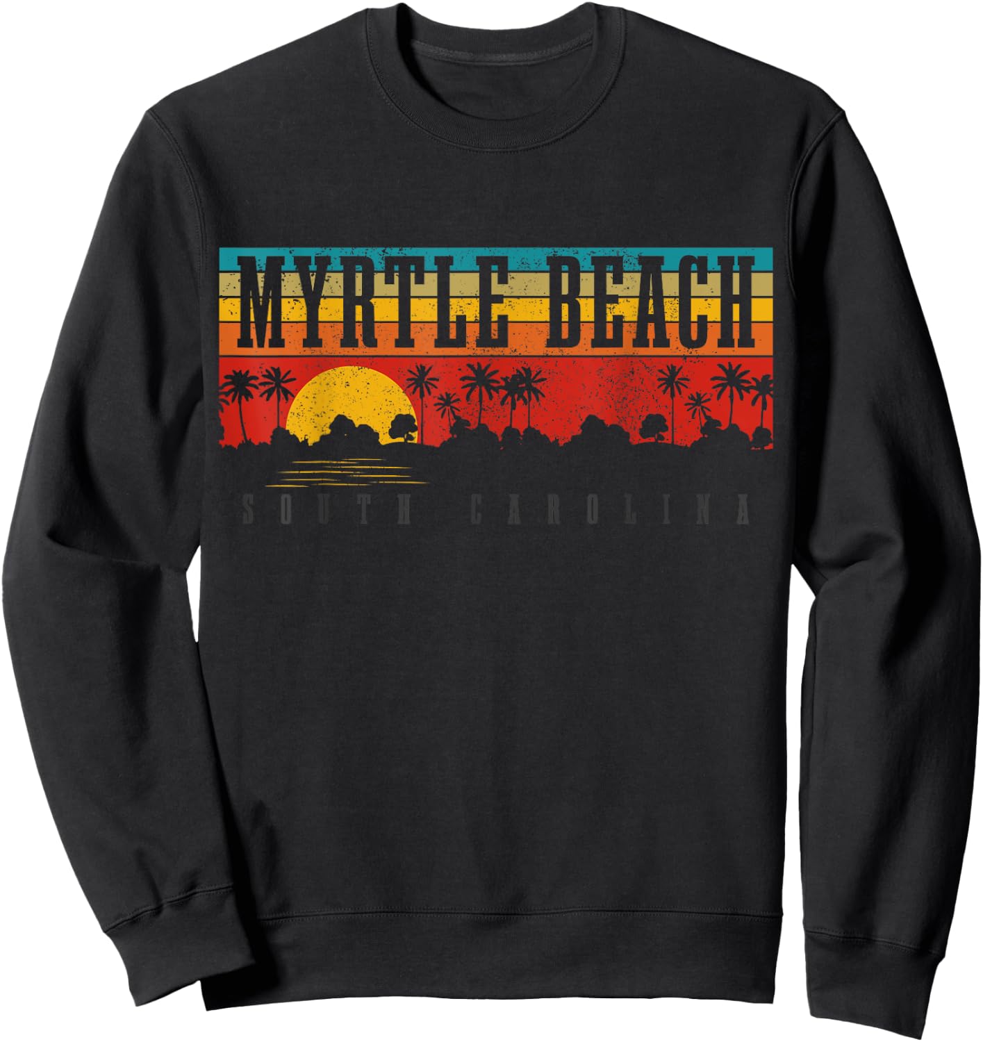 Myrtle Beach South Carolina Vintage Retro Surfing Sweatshirt - Sweatshirt | Black