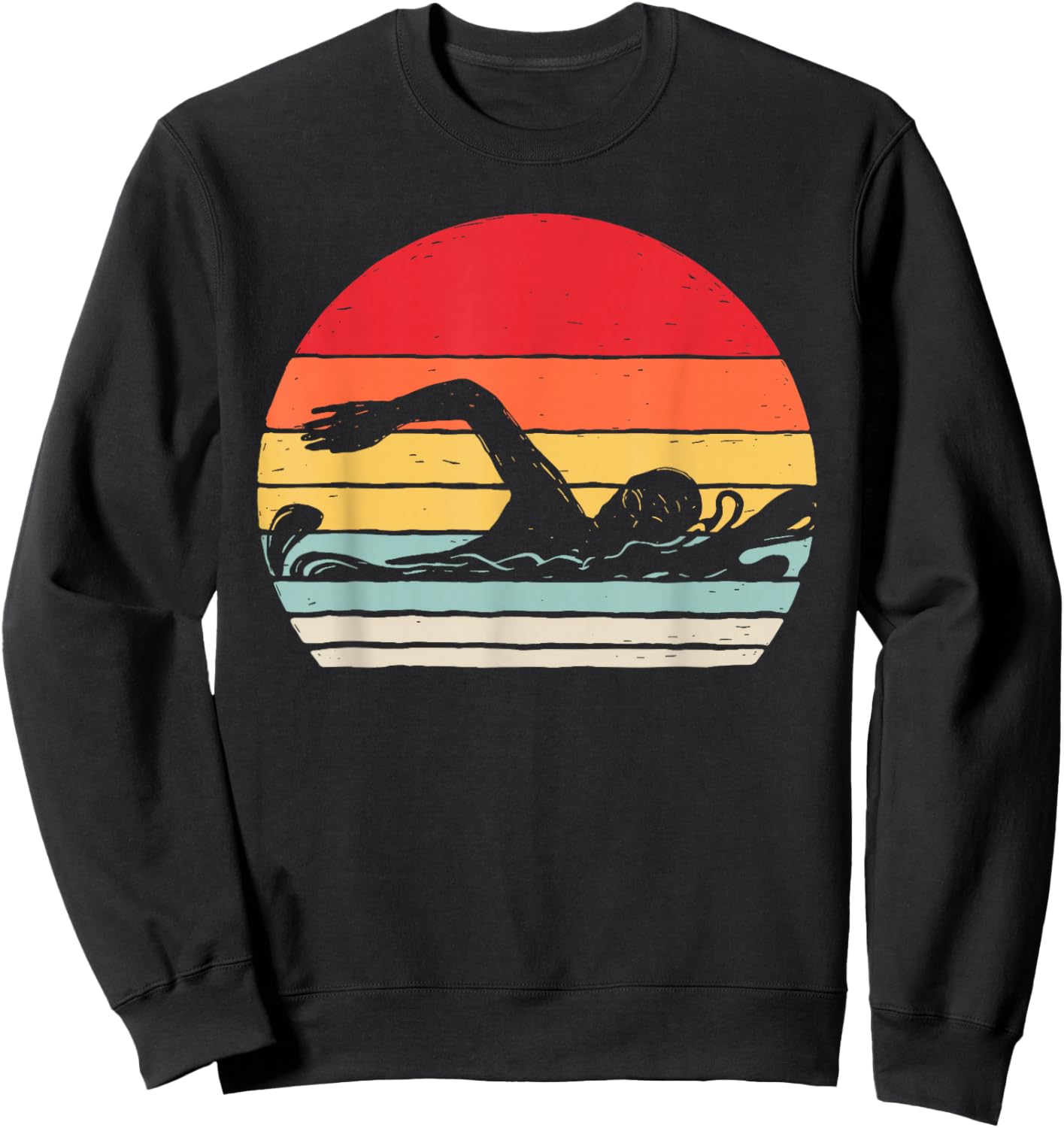 Vintage Retro Swimming Shirt Swimmer Gift Sweatshirt - Sweatshirt | Black