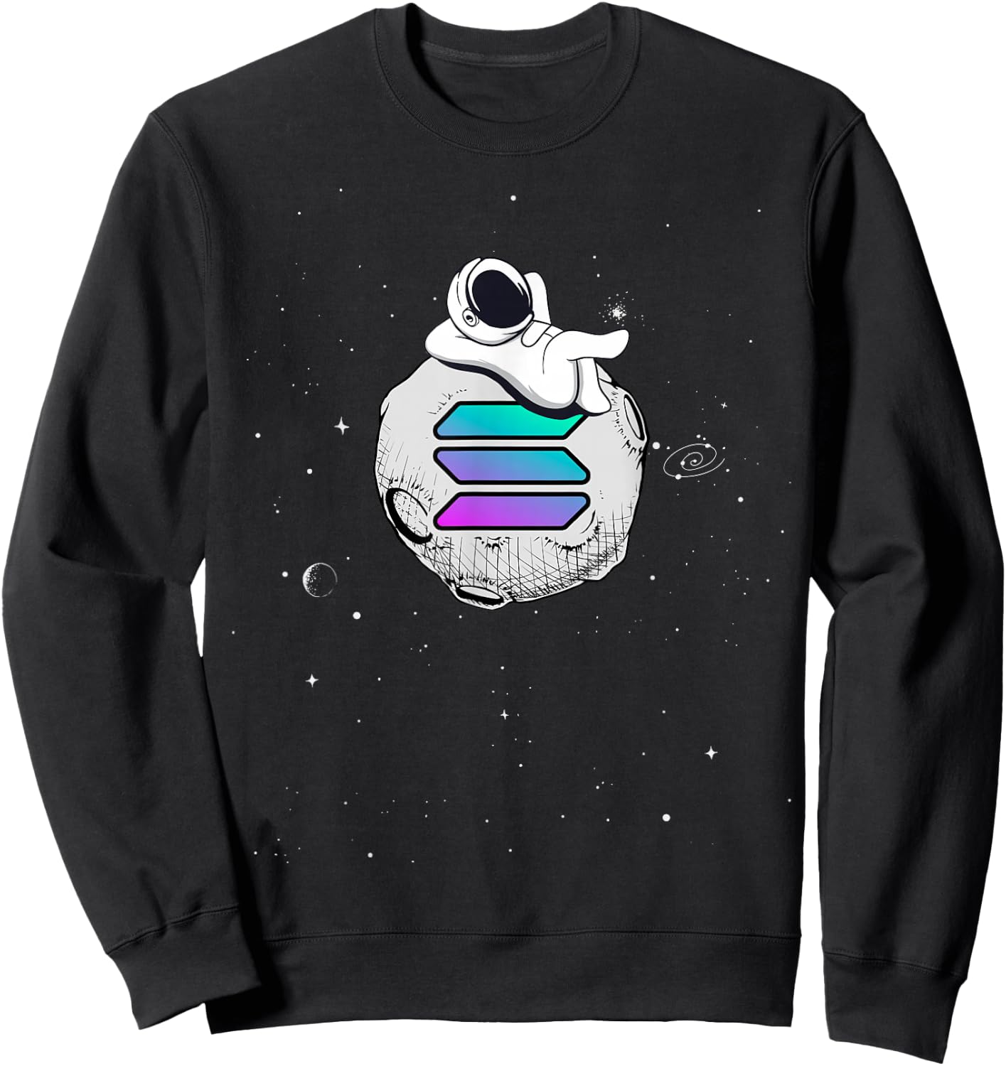 Cryptocurrency Fun Relaxing Space Man On Solana Moon Sweatshirt - Sweatshirt | Black