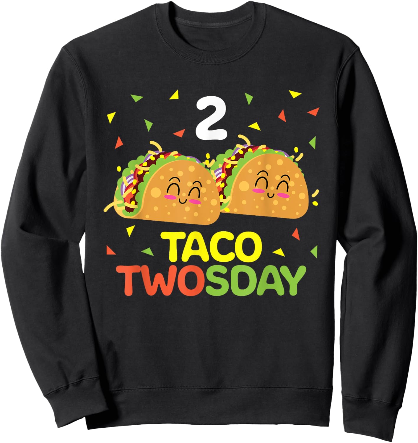 Taco Twosday 2nd Birthday Gifts for Kids Toddler Boy Girl Sweatshirt - Sweatshirt | Black