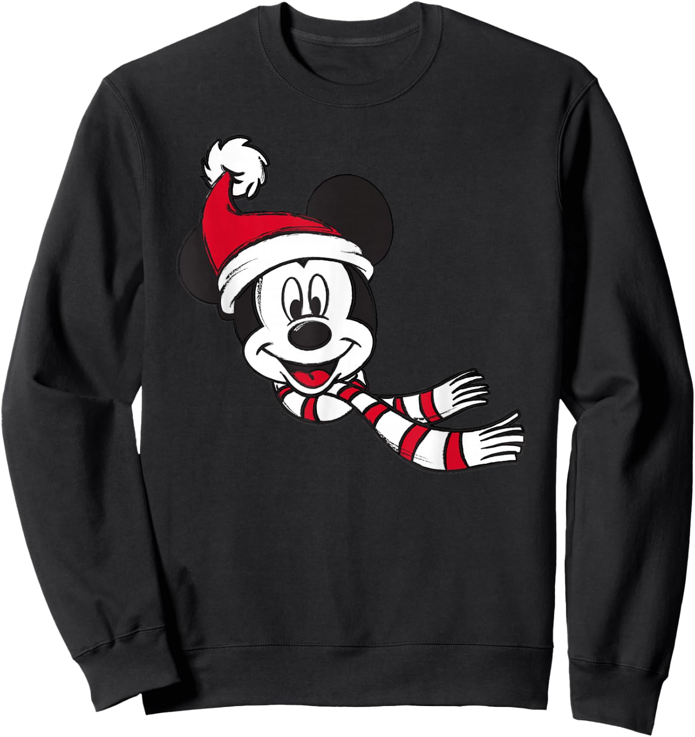 Disney - Mickey Mouse Santa Hat Holiday Sweatshirt - Sweatshirt | Black