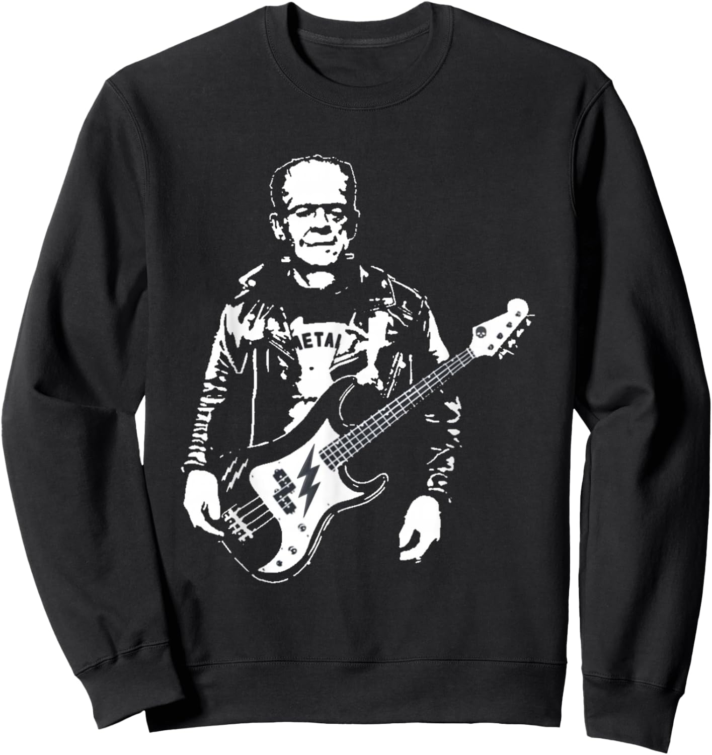 Music Lover Guitar Player Frankenstein Rocker Sweatshirt - Sweatshirt | Black
