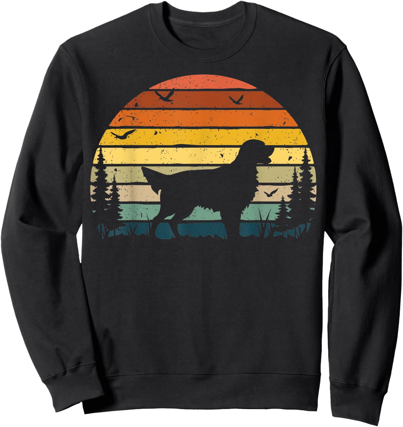 Flat-coated Retriever Dog Retro Vintage Men Women Sweatshirt - Sweatshirt | Black