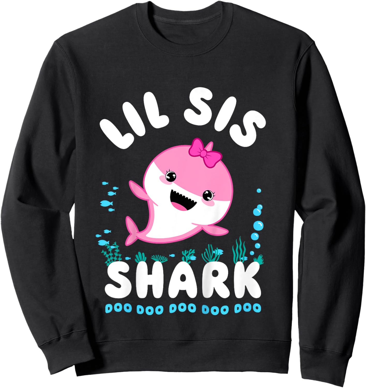 Lil Sis Shark Little Sister Kawaii Sweatshirt - Sweatshirt | Black