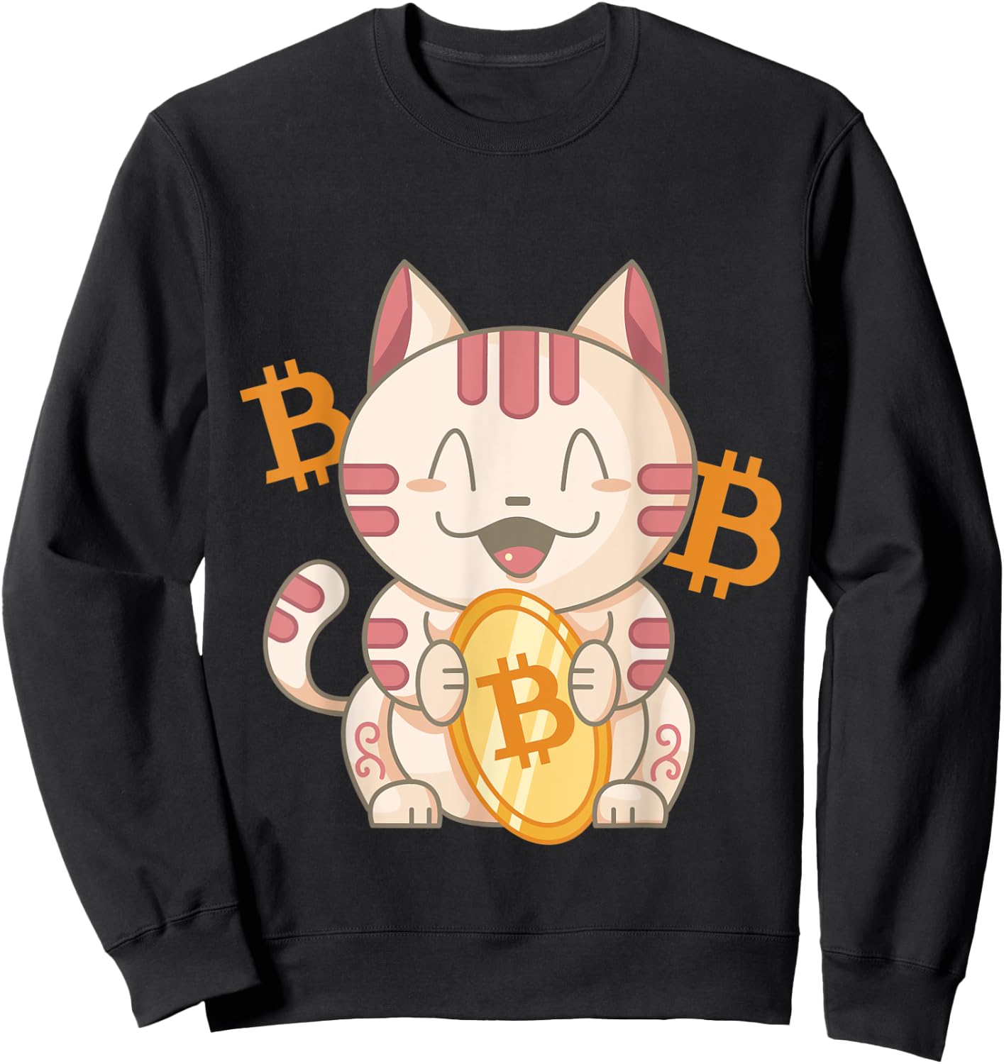 Lucky Chinese Bitcoin Cat Sweatshirt - Sweatshirt | Black