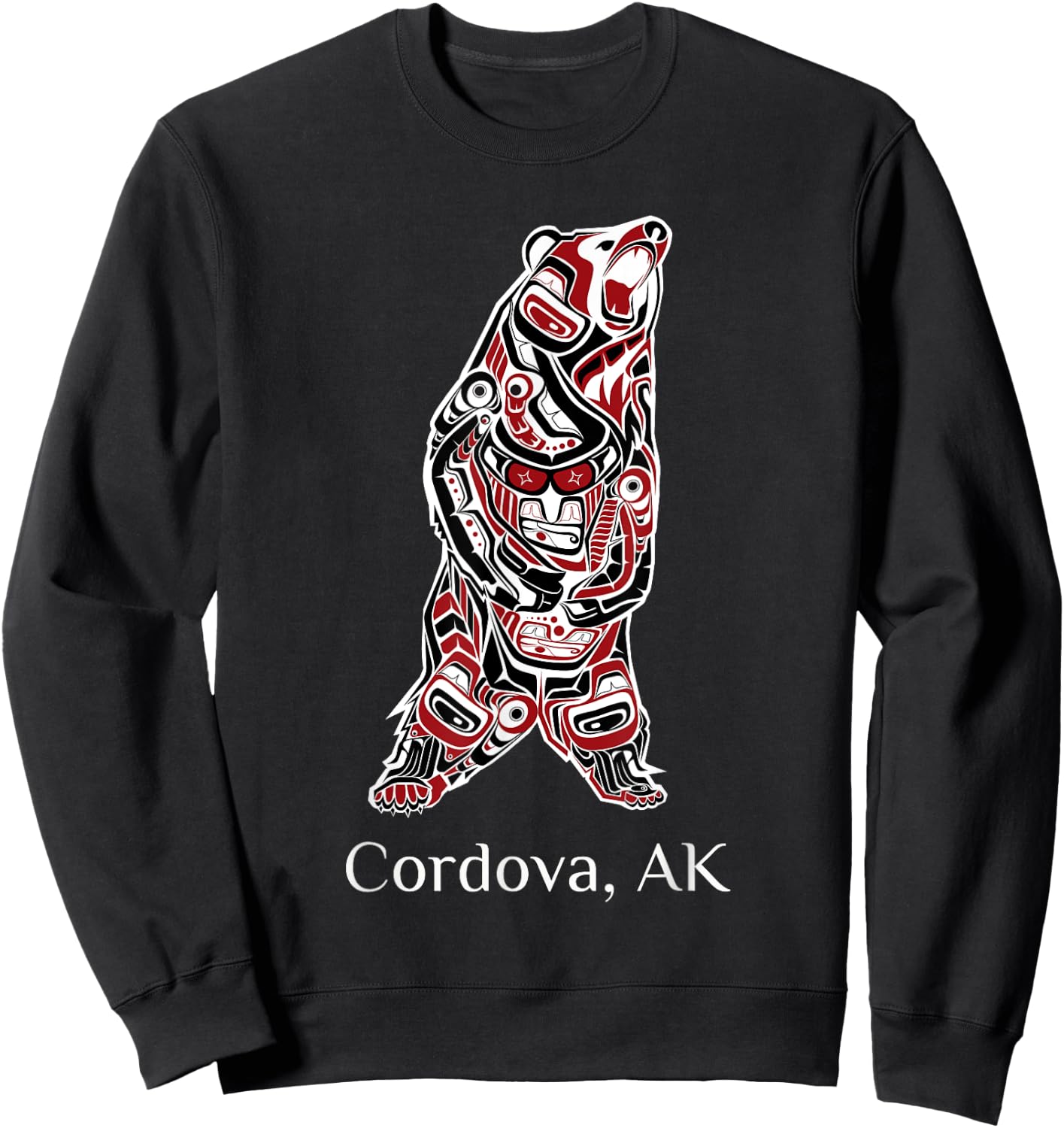 Cordova, Alaska Native American Indian Grizzly Brown Bear Sweatshirt - Sweatshirt | Black