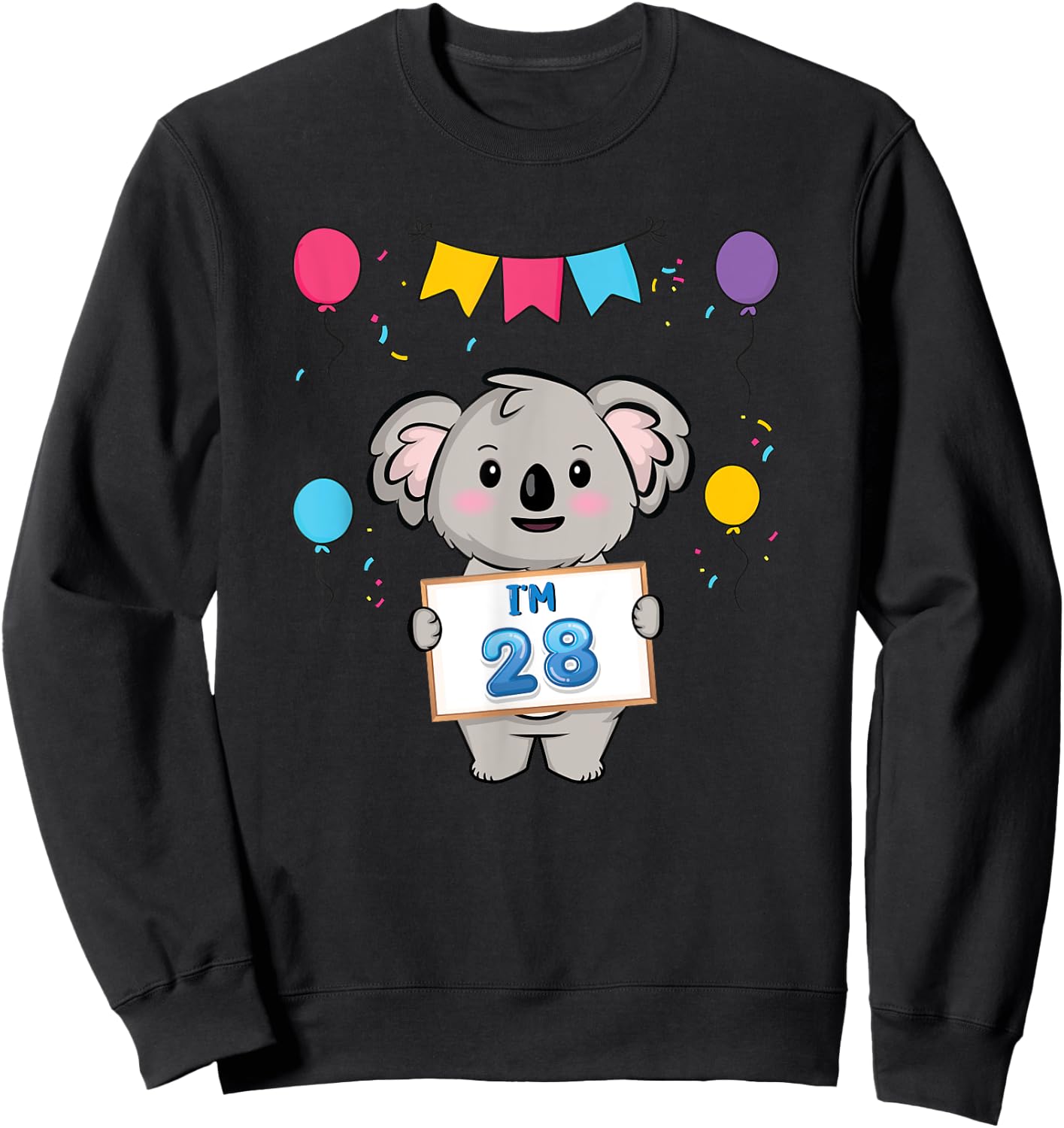 I'm 28 Cute Koala Holding 28 Years Old 28th Birthday Outfit Sweatshirt - Sweatshirt | Black