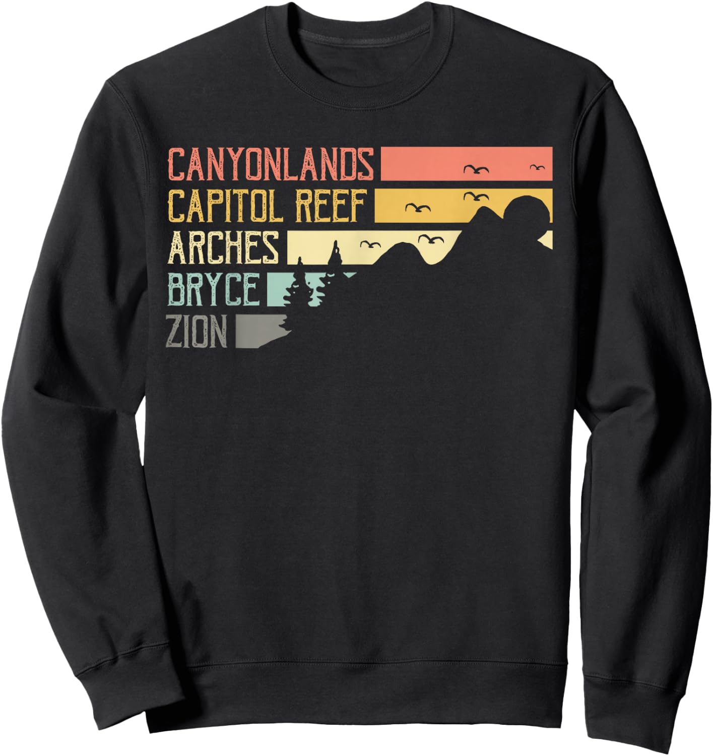 Vintage Moab Souvenir Big 5 Utah Mighty Five National Park Sweatshirt - Sweatshirt | Black