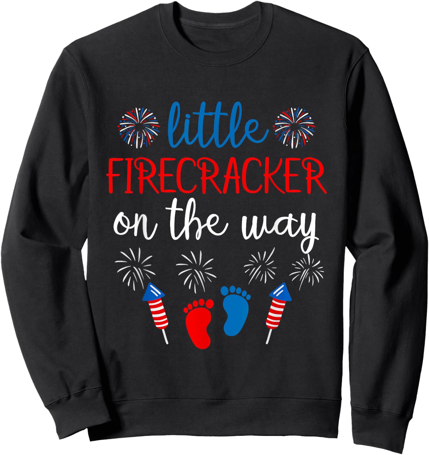 Little Firecracker on the Way 4th of July Pregnancy Men Sweatshirt - Sweatshirt | Black
