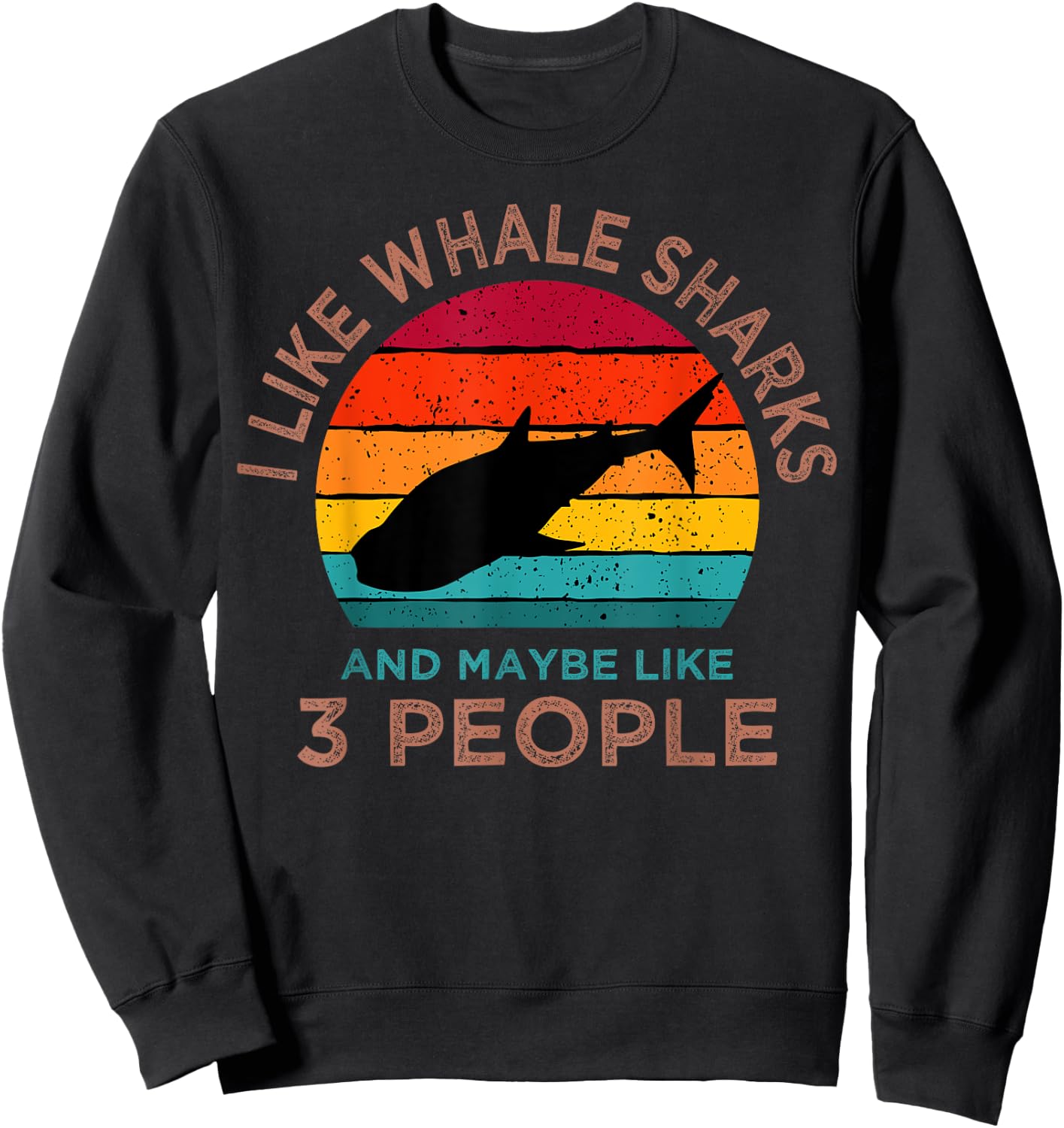 Whale Shark Lover Retro Largest Fish Colossal Sea Animal Sweatshirt - Sweatshirt | Black