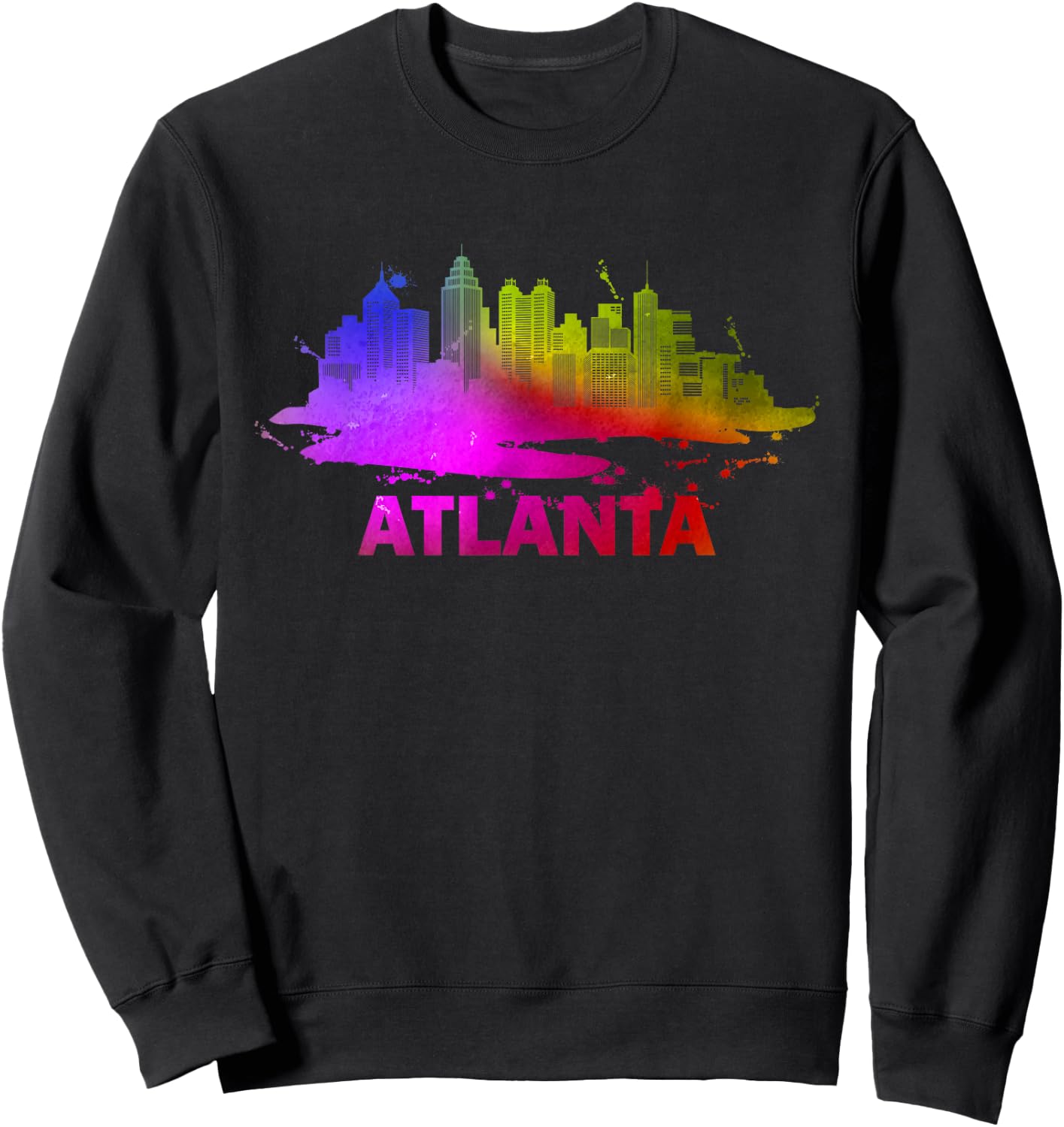Colorful Atlanta Cityscape Souvenir - Atlanta Skyline Sweatshirt - Sweatshirt | Black
